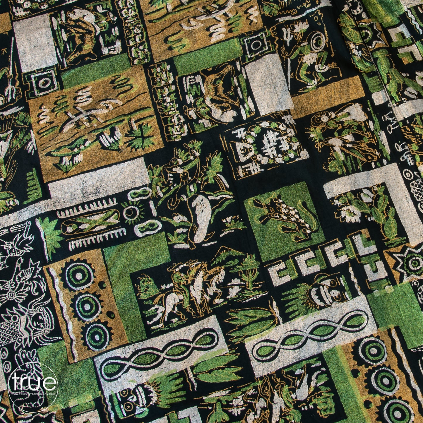 vintage 1950's skirt ...amazing hand-painted cotton MEXICAN CIRCLE SKIRT w/ all the traditional scenes in one!