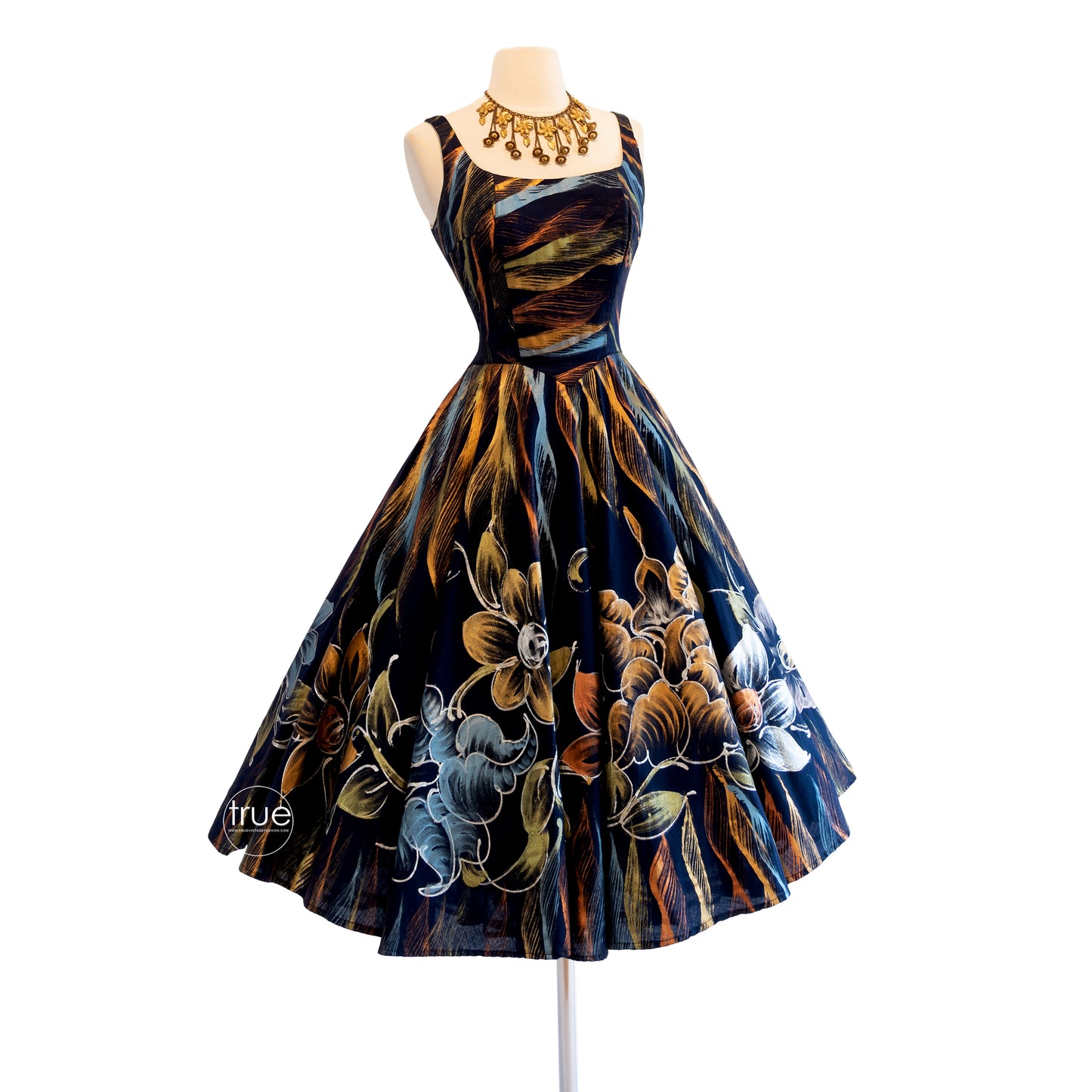 vintage 1950's dress ...the BEST hand-painted mexican dress w/ full CIRCLE skirt