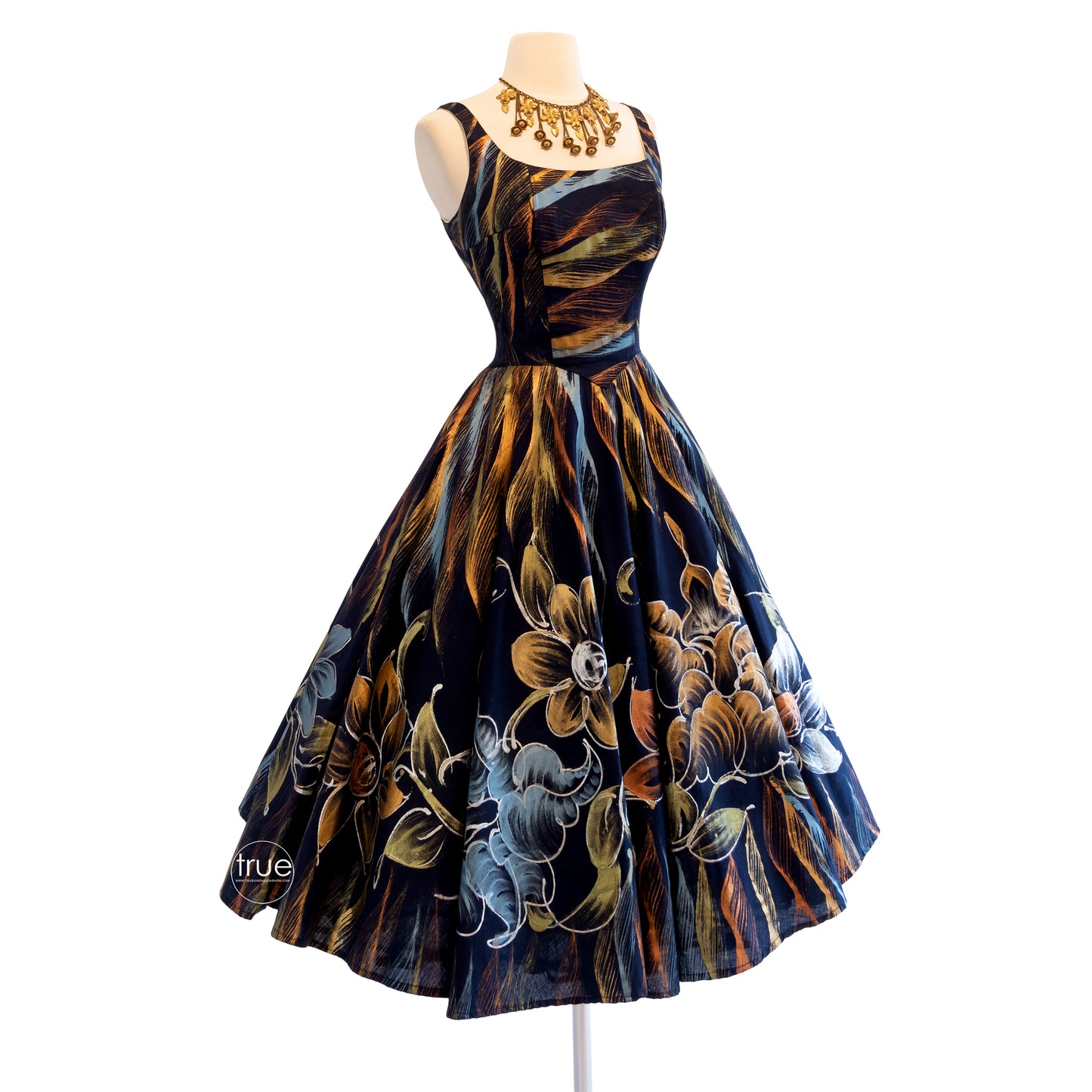 vintage 1950's dress ...the BEST hand-painted mexican dress w/ full CIRCLE skirt