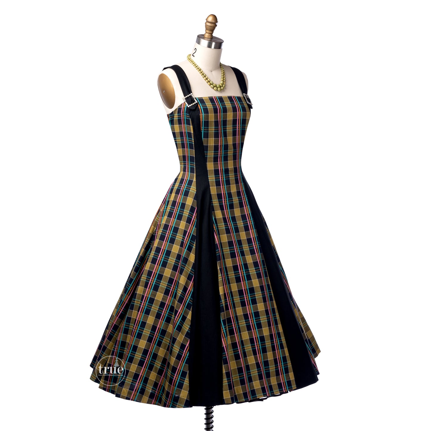 vintage 1940's dress ...fun Miami Miss colorful woven summer plaid full skirt dress