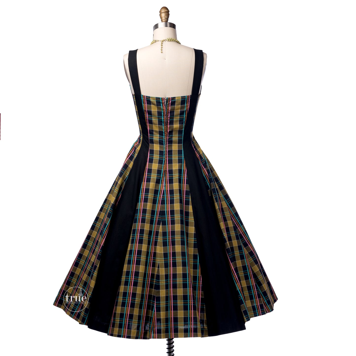 vintage 1940's dress ...fun Miami Miss colorful woven summer plaid full skirt dress