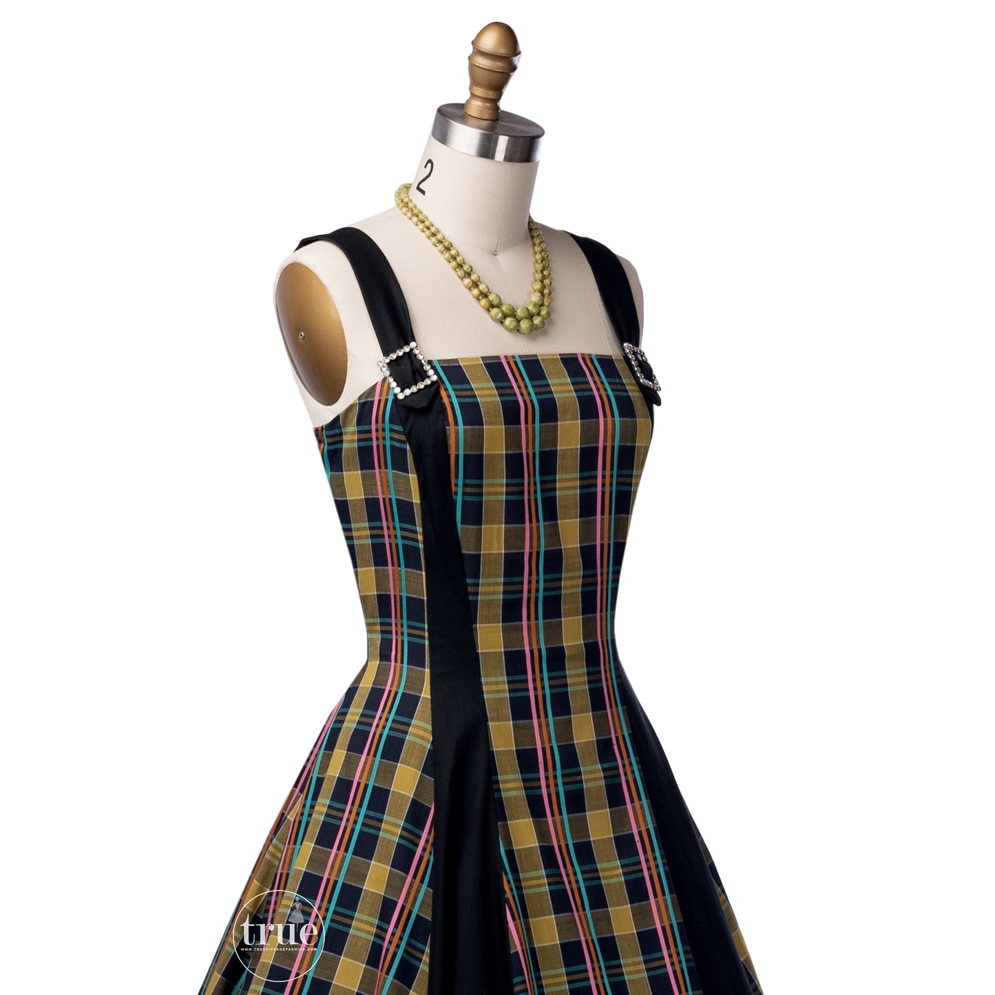 vintage 1940's dress ...fun Miami Miss colorful woven summer plaid full skirt dress
