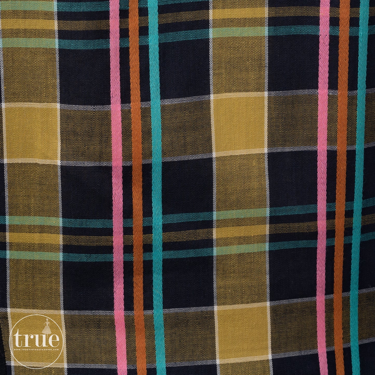 vintage 1940's dress ...fun Miami Miss colorful woven summer plaid full skirt dress