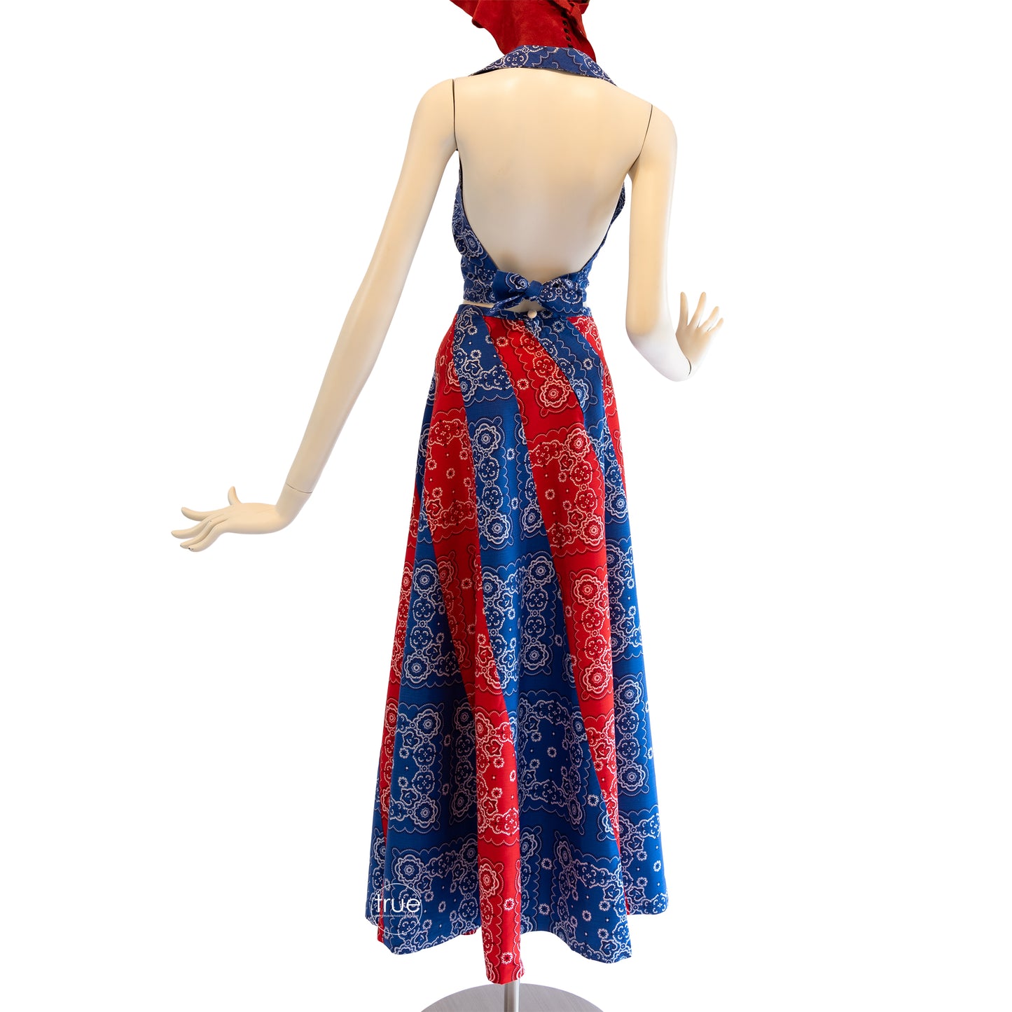 vintage 1970's 2 piece dress ...festival ready MISS BIERNE original 2pc skirt & maxi bandana patchwork set