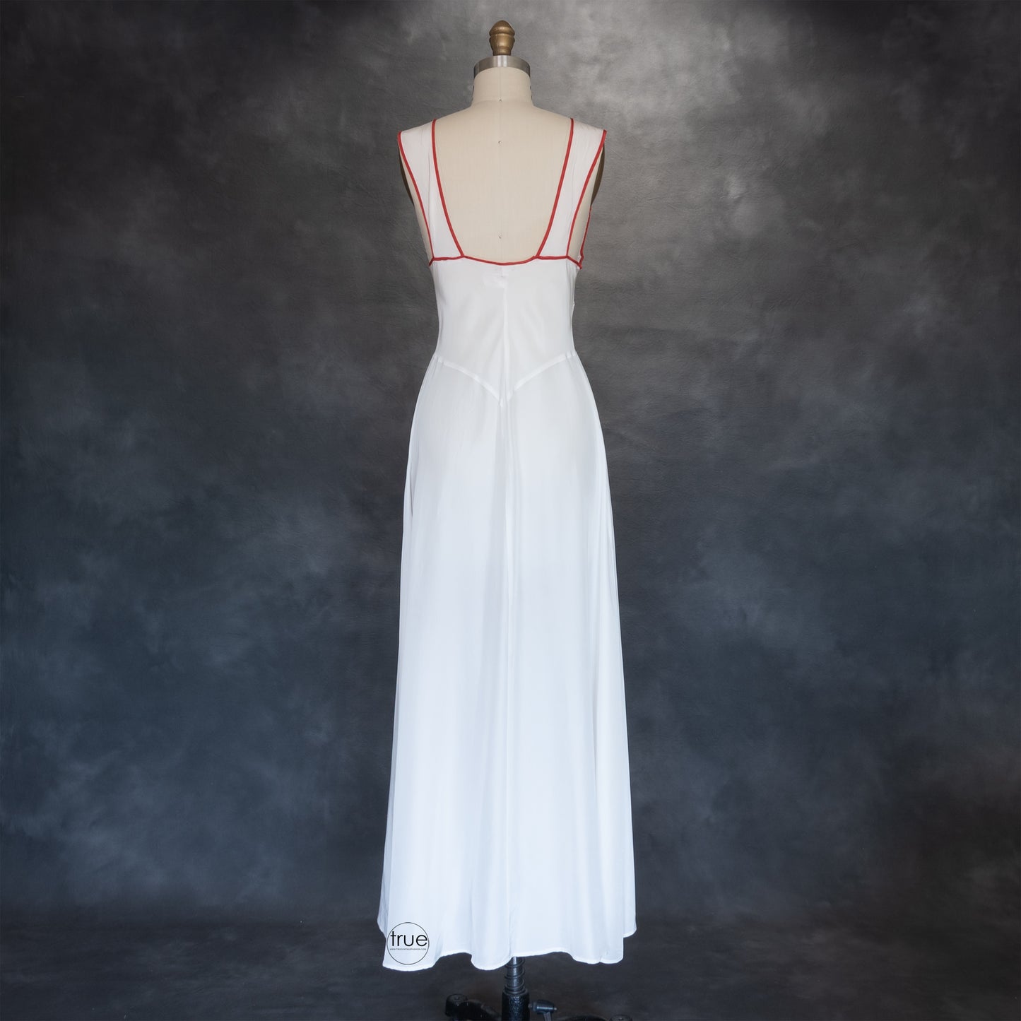 vintage 1940's nightgown ...embroidered MISS ELAINE white rayon nightie and bed jacket