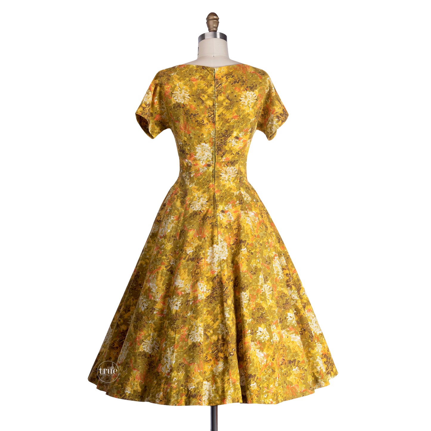 vintage 1950's dress ...beautiful monet-esque impressionist floral cotton full skirt dress