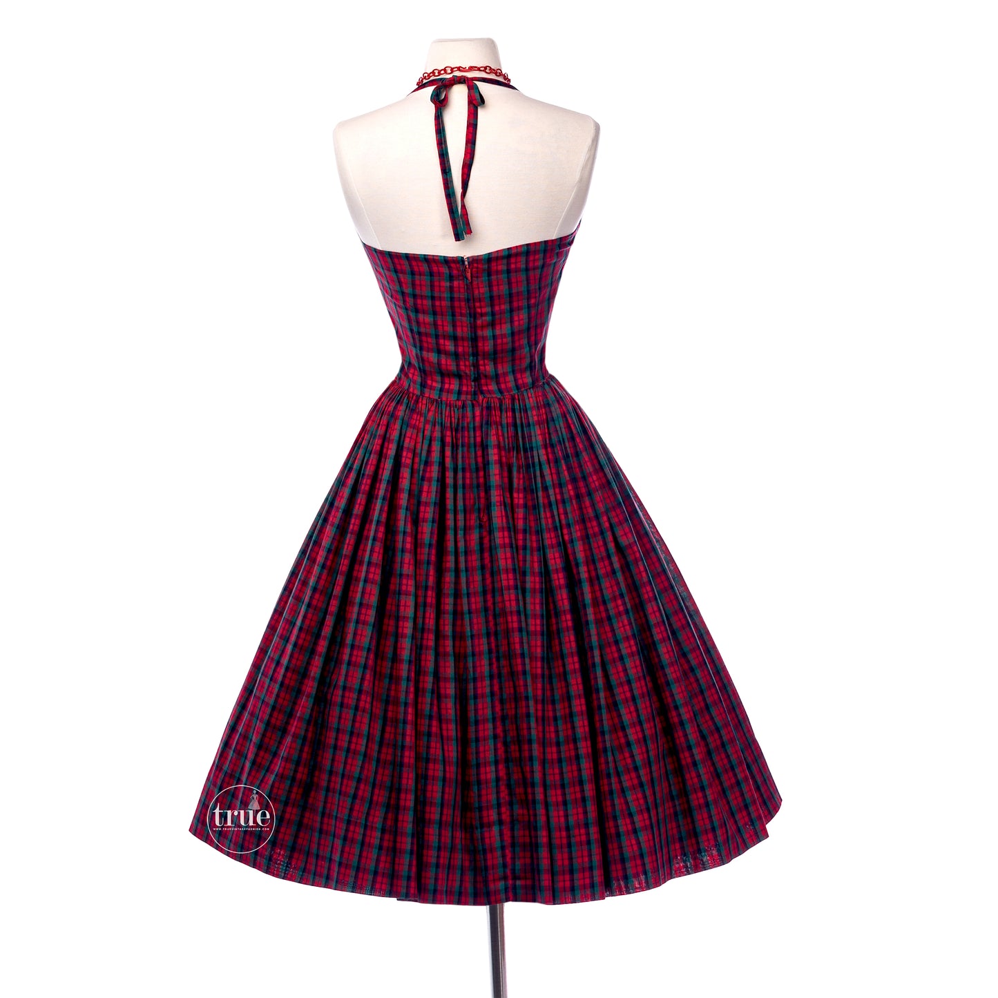 vintage 1950's dress ...classic Mr. Mort red plaid tartan halter dress and bolero jacket