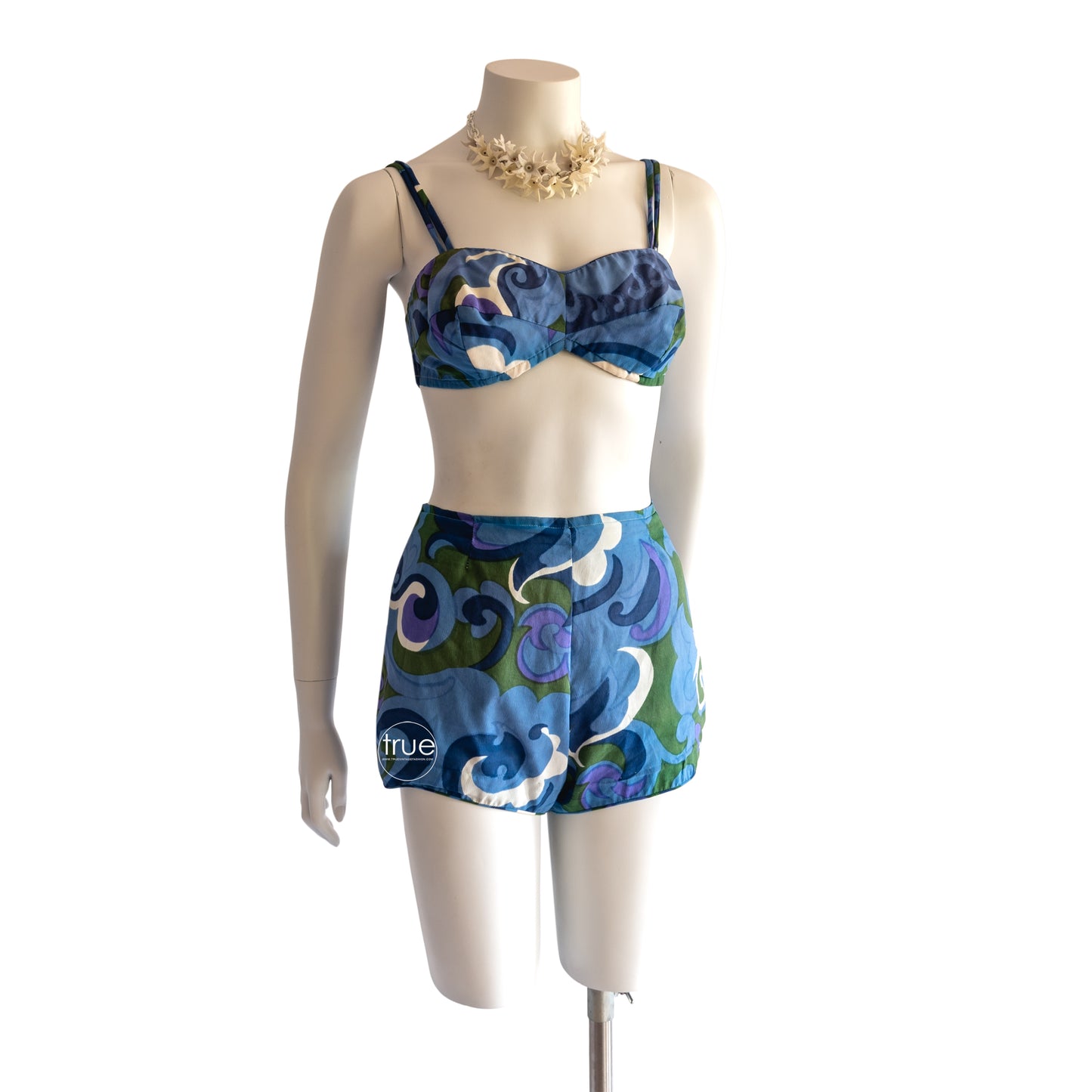 vintage 1950's swimsuit ...2 piece high waisted NANI of honolulu swimsuit bathingsuit