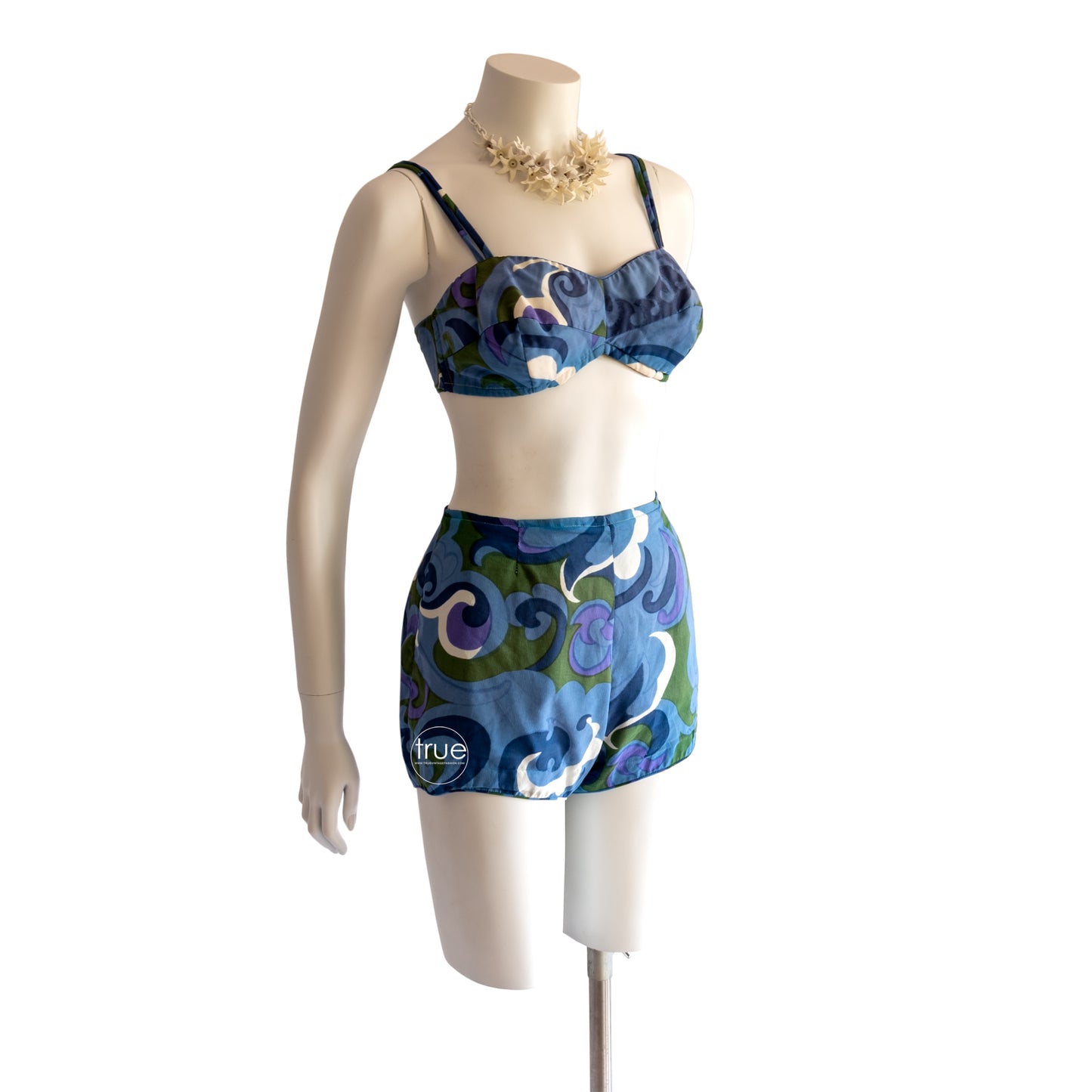 vintage 1950's swimsuit ...2 piece high waisted NANI of honolulu swimsuit bathingsuit