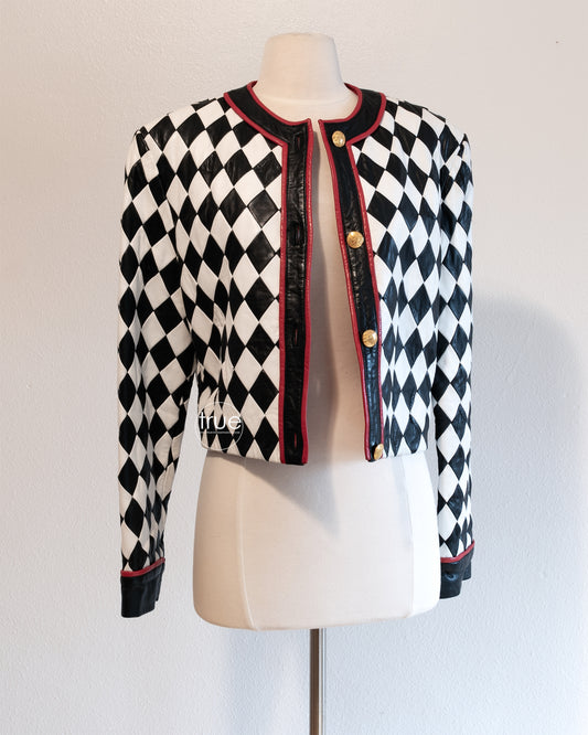 vintage 1980's jacket ...phenomenal signed NORTH BEACH LEATHER checkered leather jacket