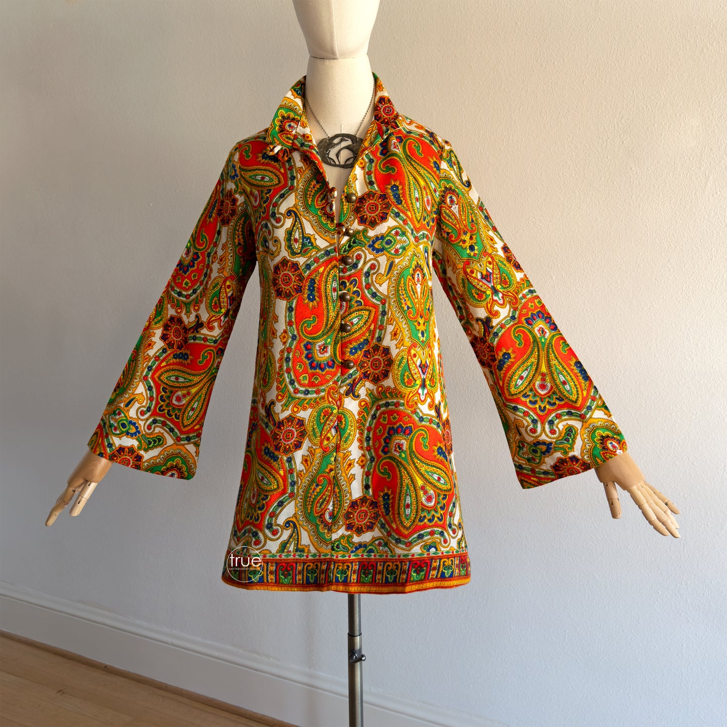 vintage 1960's dress ...magical woodstock era psychedelic paisley tunic mini dress