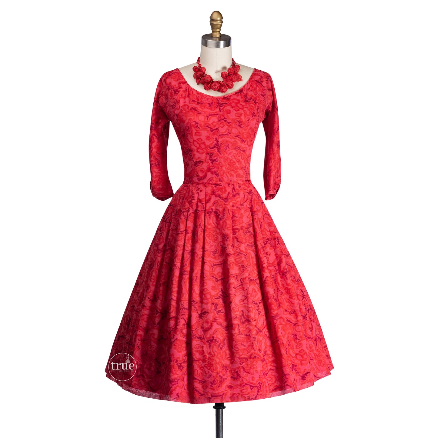 vintage 1950's dress ...classic Pat Premo watercolor floral impressionist print cotton voile full skirt dress