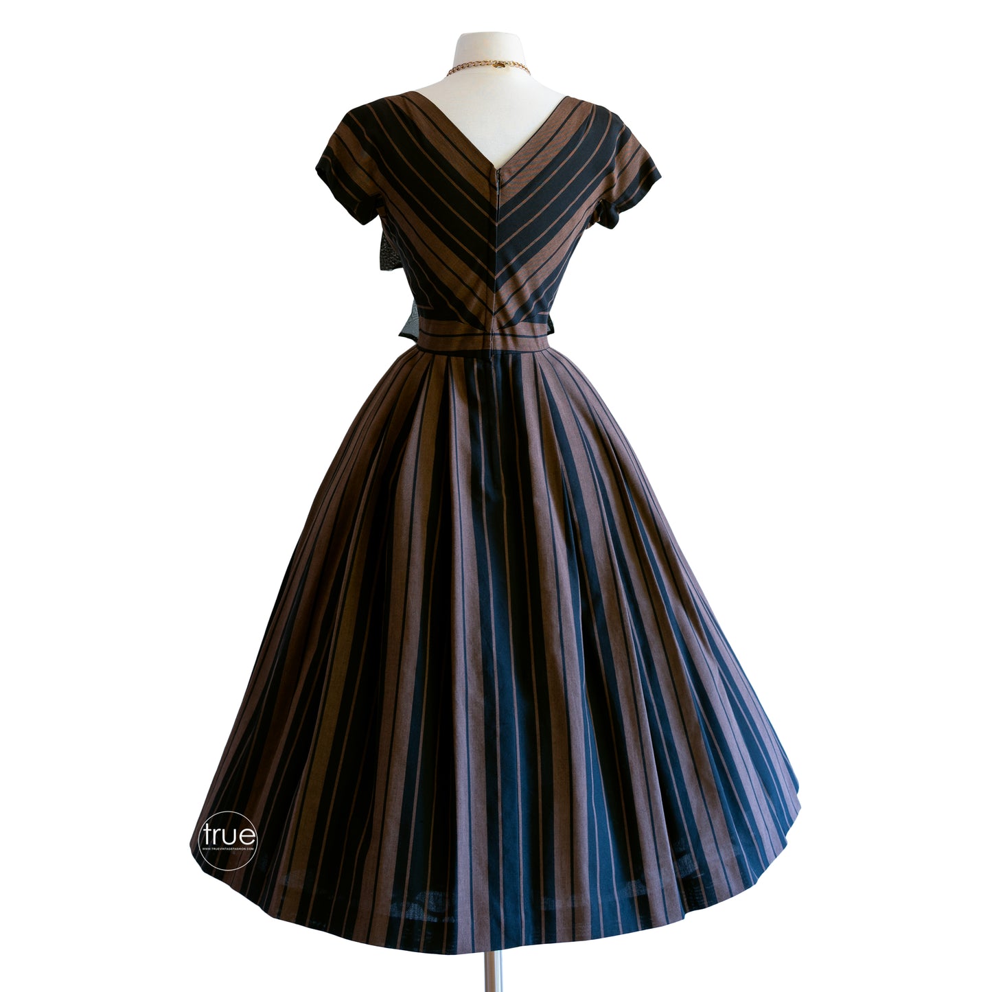 vintage 1950's dress ...best fall PAT HARTLY Original striped big bow dress