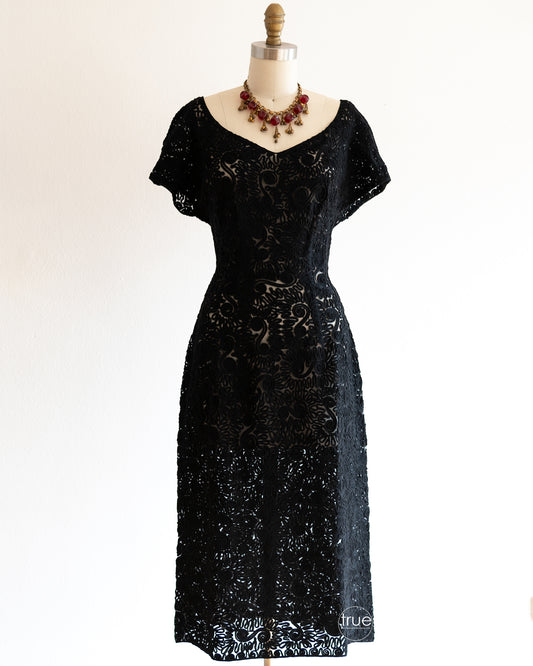 vintage 1950's dress ...gorgeous Hexi by Perutz Brothers wool ribbon dress
