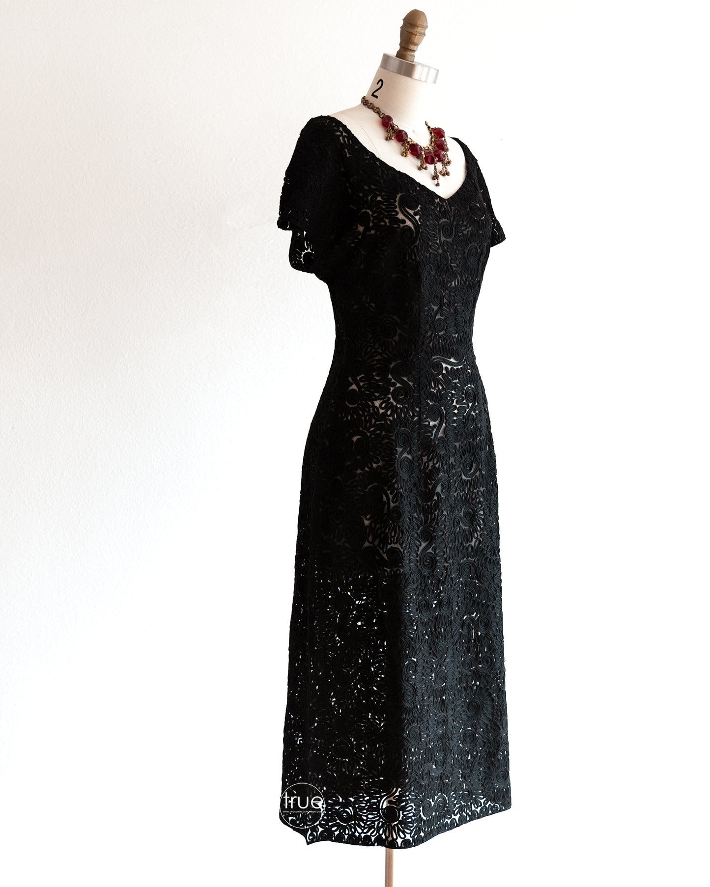 vintage 1950's dress ...gorgeous Hexi by Perutz Brothers wool ribbon dress