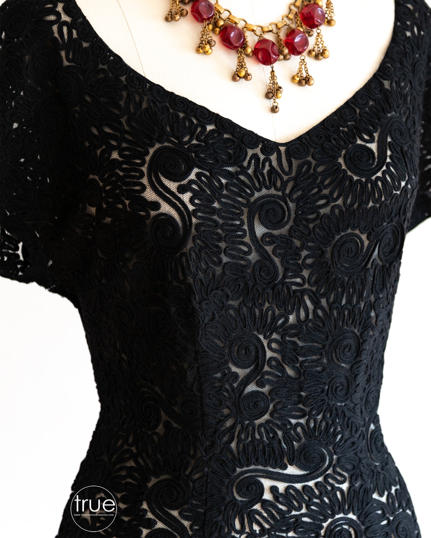 vintage 1950's dress ...gorgeous Hexi by Perutz Brothers wool ribbon dress