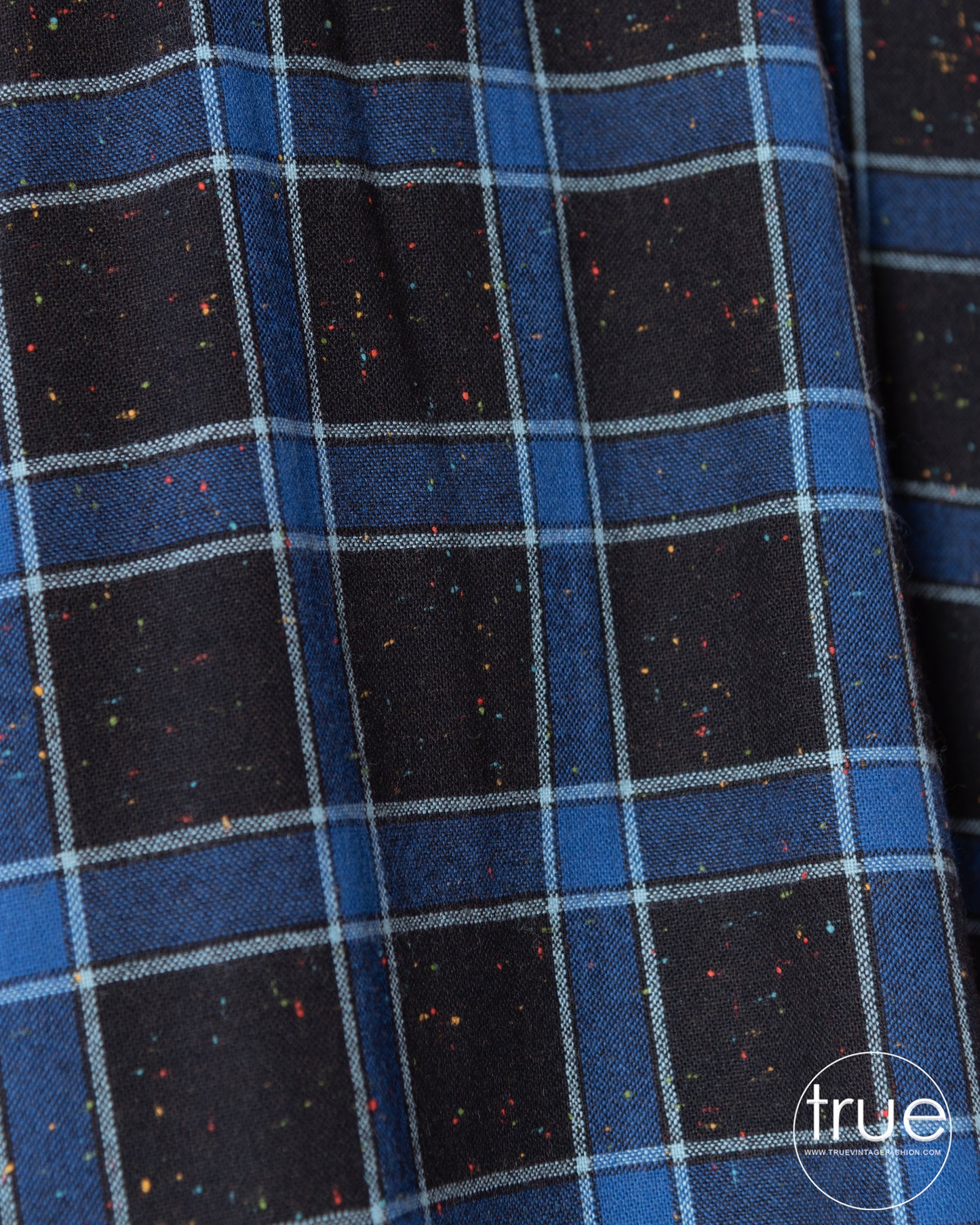 vintage 1950's dress ensemble ...2 piece top & skirt blue plaid RAINBOW confetti fleck