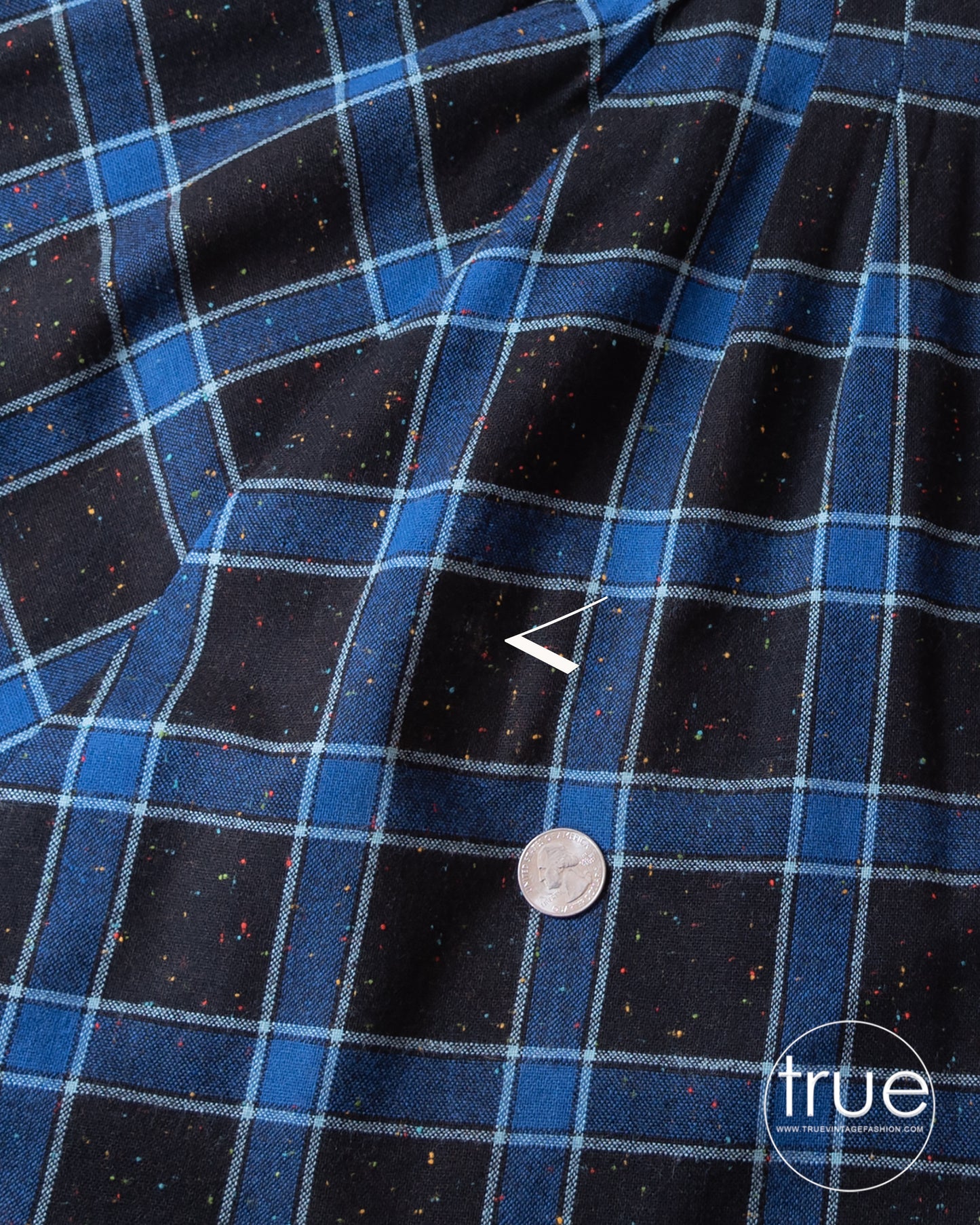 vintage 1950's dress ensemble ...2 piece top & skirt blue plaid RAINBOW confetti fleck