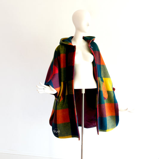 rainbow plaid coat