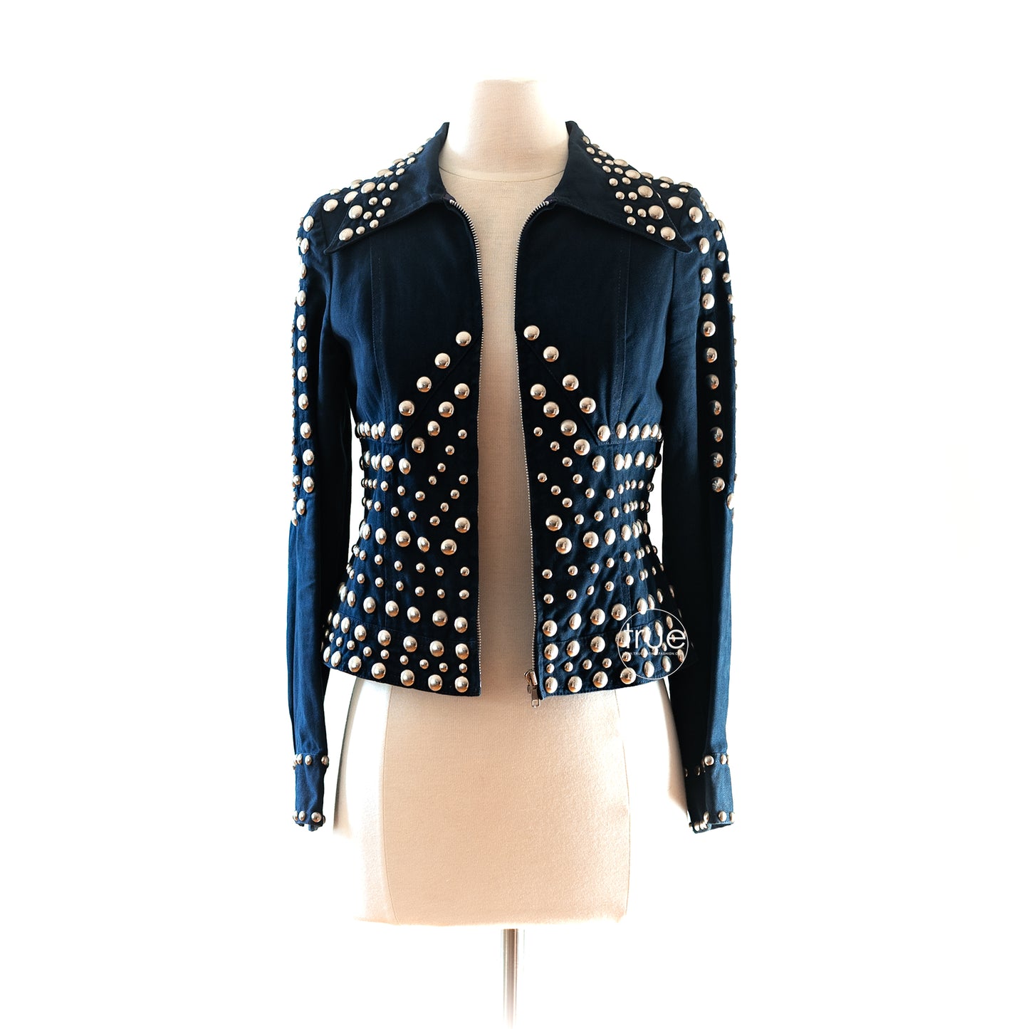 vintage 1960's jacket ...rockstar dream RONCELLI navy blue denim heavily metal studded jacket