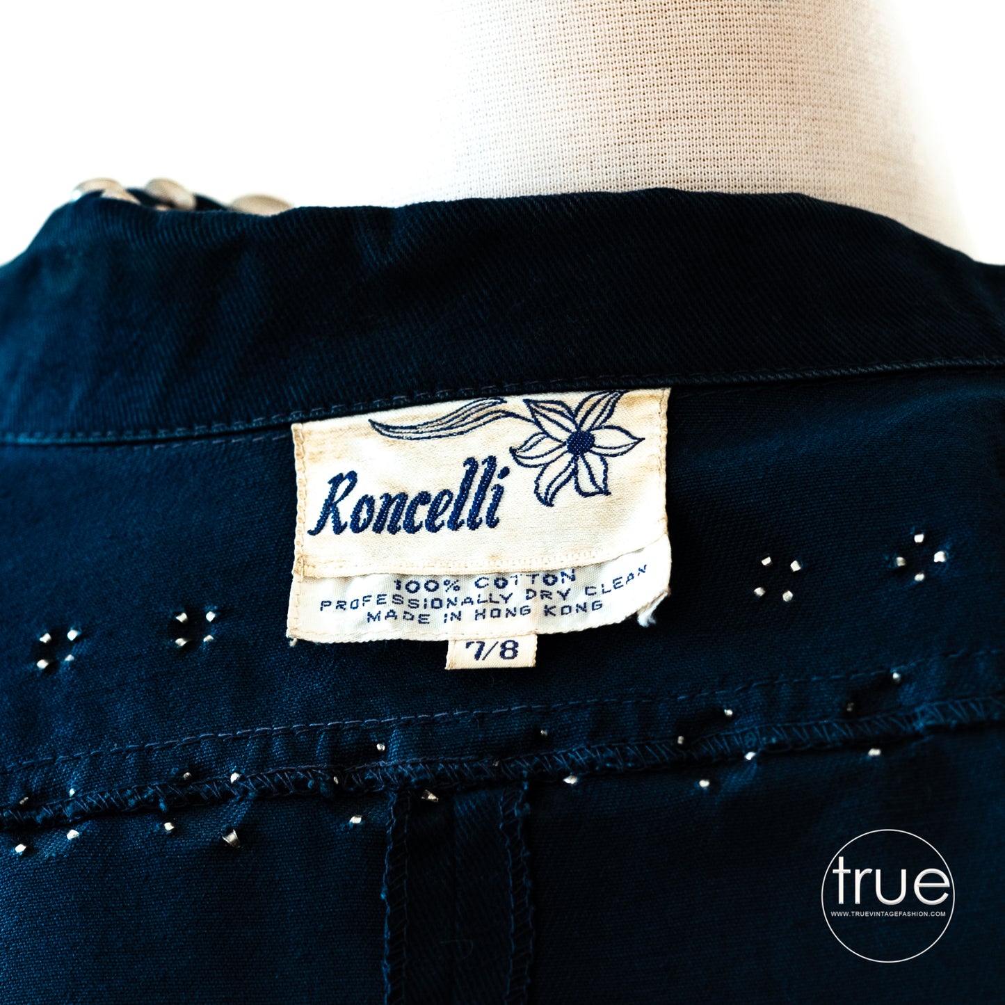 vintage 1960's jacket ...rockstar dream RONCELLI navy blue denim heavily metal studded jacket
