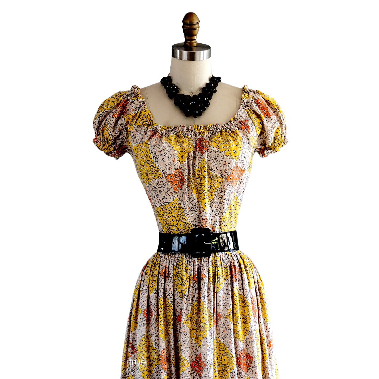 vintage 1940's dress ...Sue Mason by Saba of California floral patchwork print cotton piqué midi dress
