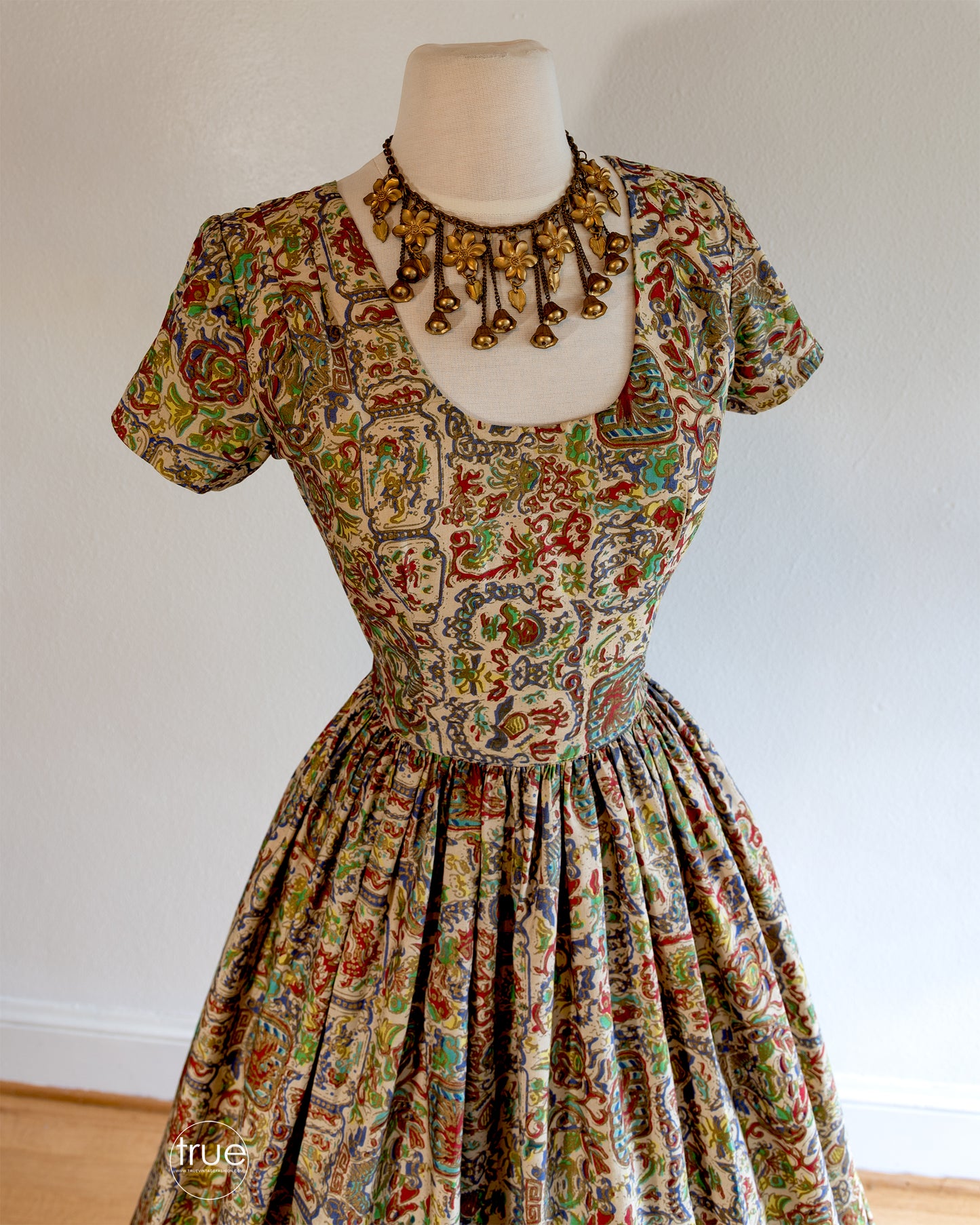 vintage 1950's dress ...coveted designer Carolyn Schnurer Flight of India dress