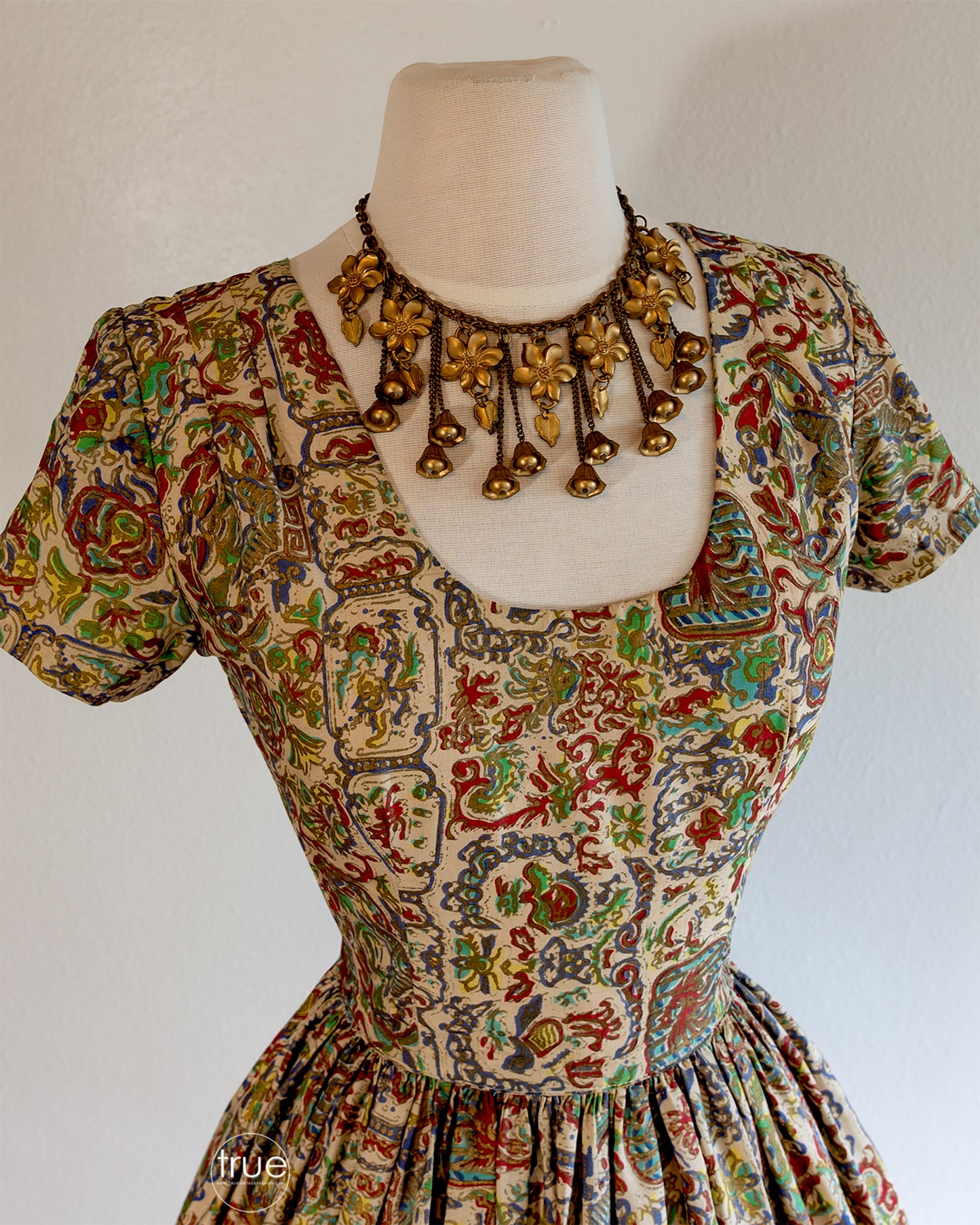 vintage 1950's dress ...coveted designer Carolyn Schnurer Flight of India dress