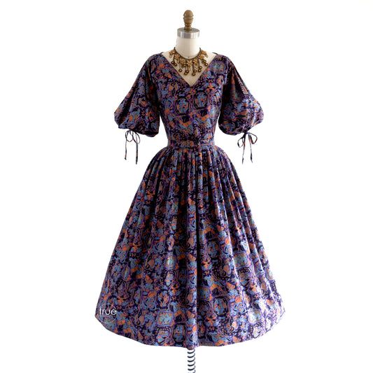 vintage 1950's dress ...coveted designer Carolyn Schnurer Flight to India dress
