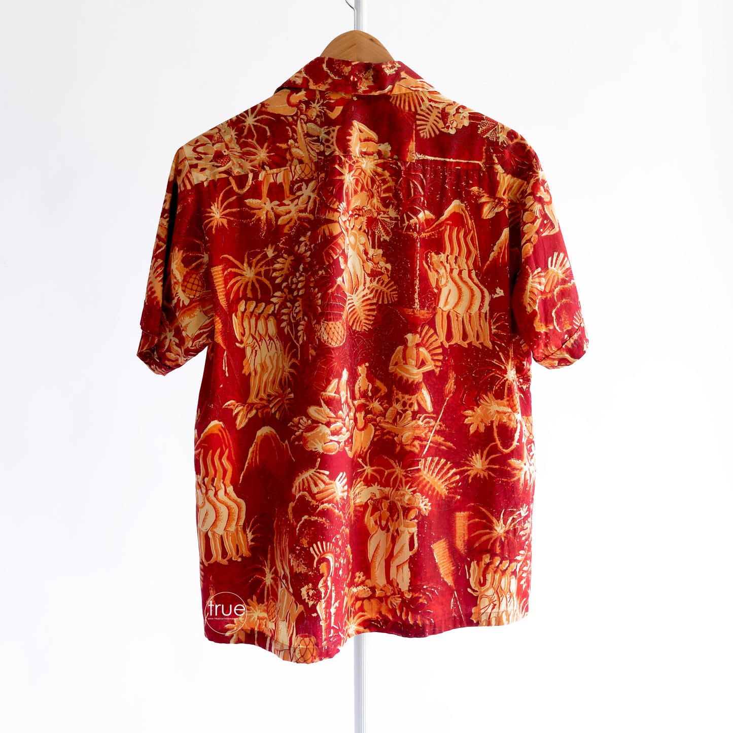 vintage 1950's shirt ...men's ALFRED SHAHEEN hand printed hawaiian shirt