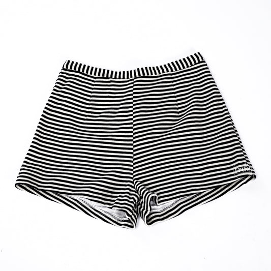 vintage 1950's short shorts ...authentic black & white knit striped short - shorts