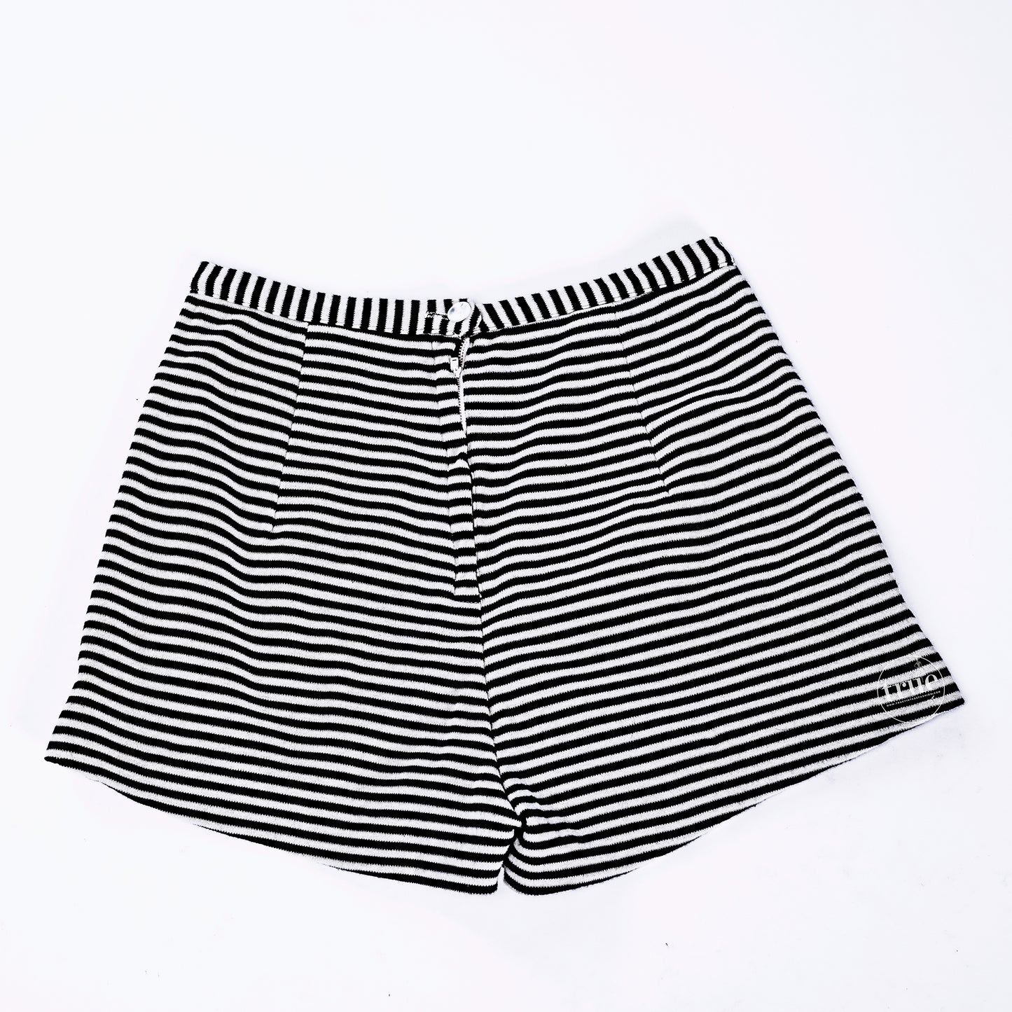 vintage 1950's short shorts ...authentic black & white knit striped short - shorts