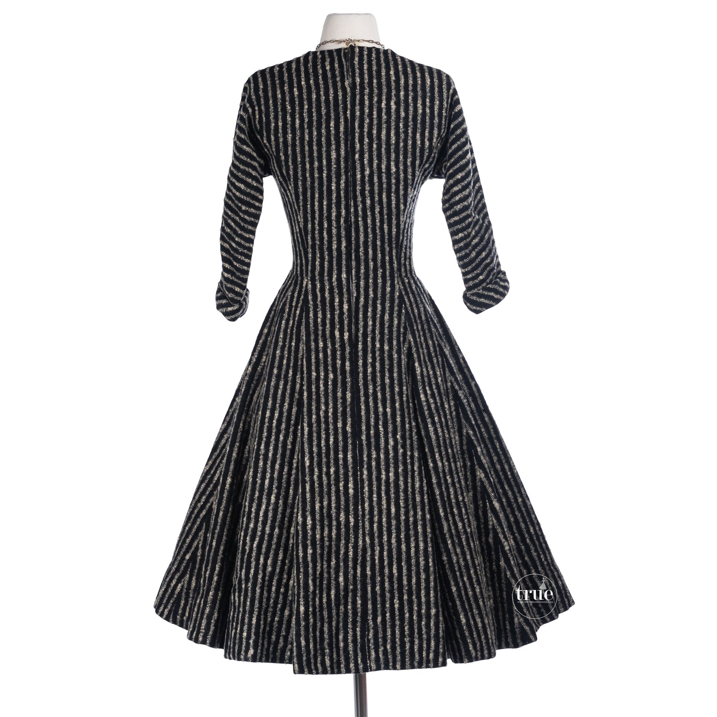 vintage 1950's dress ...striped wool sweater full skirt dress