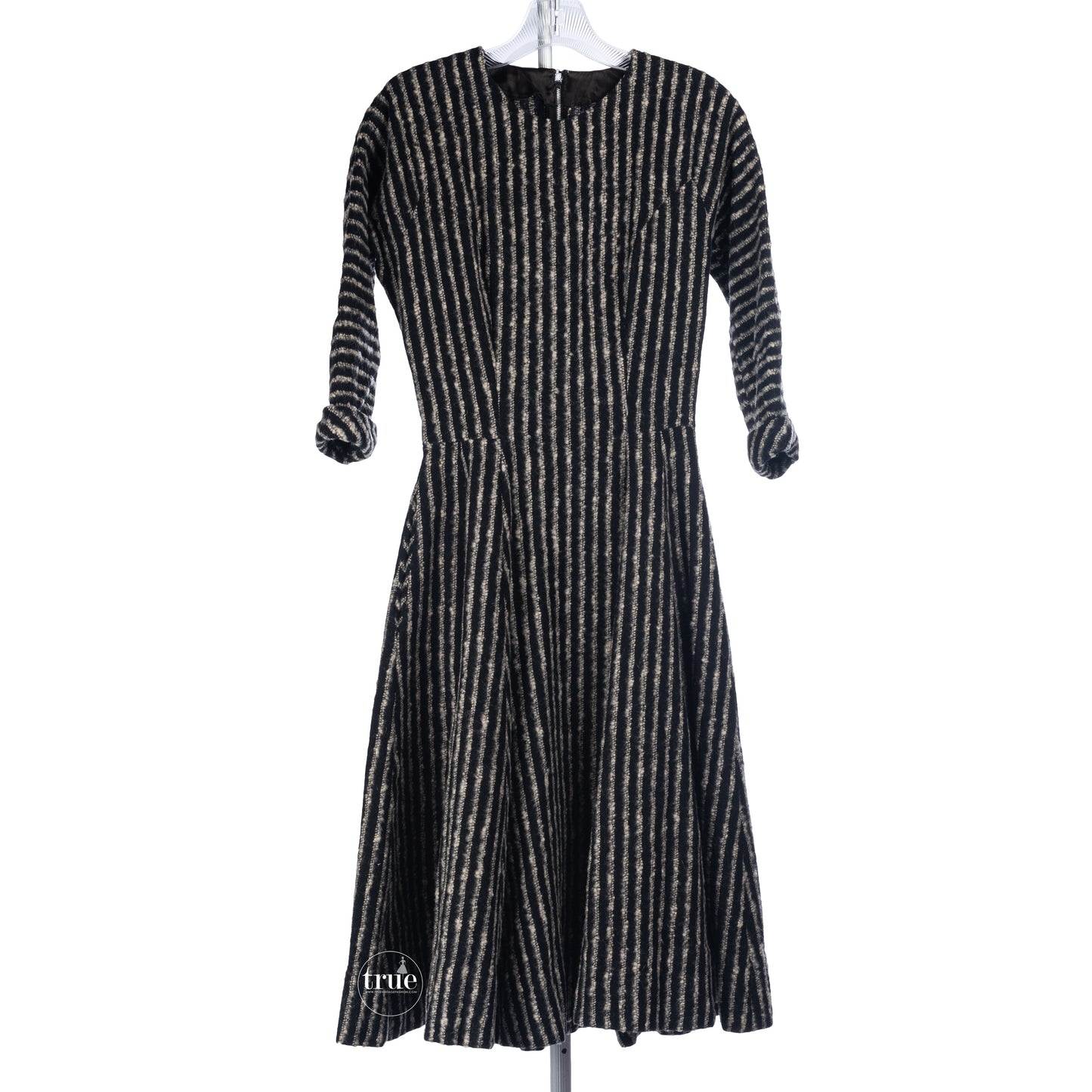 vintage 1950's dress ...striped wool sweater full skirt dress