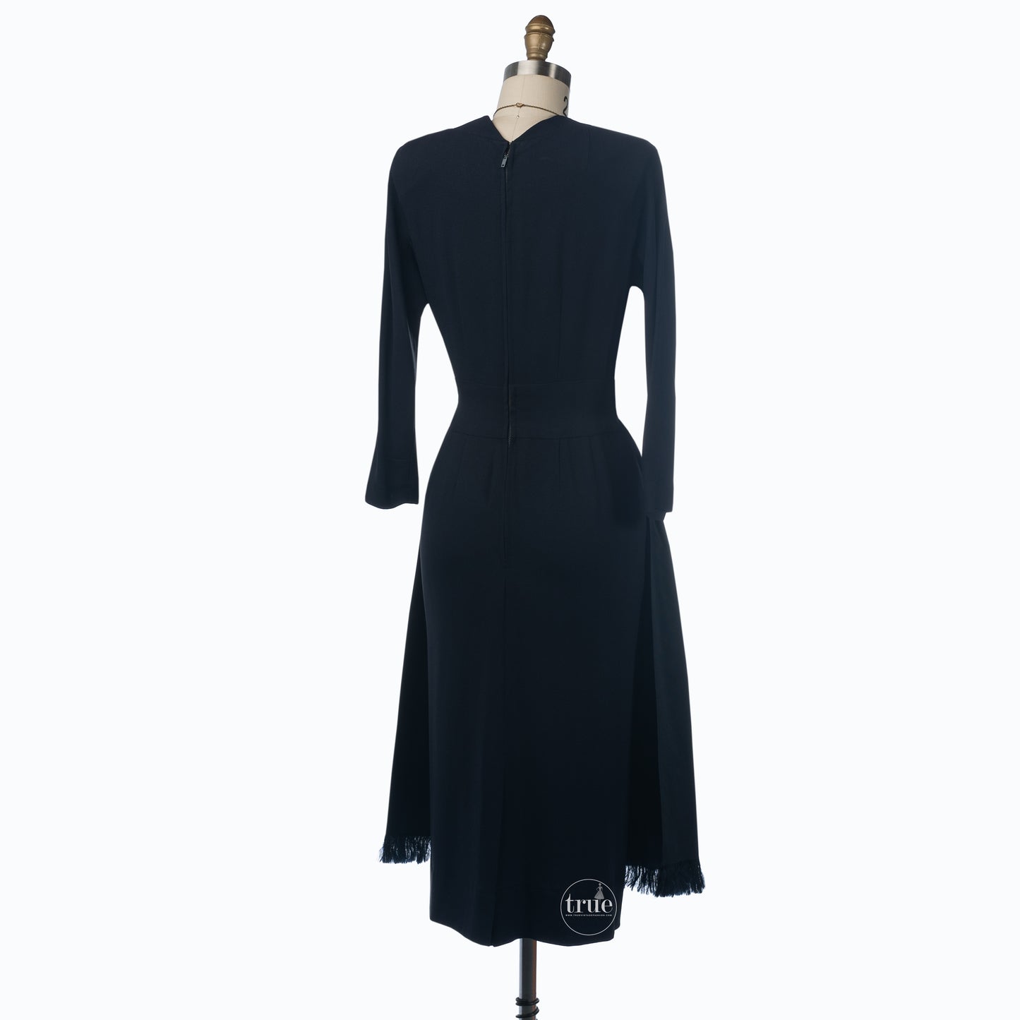 1950's SUBURBAN navy crepe dress