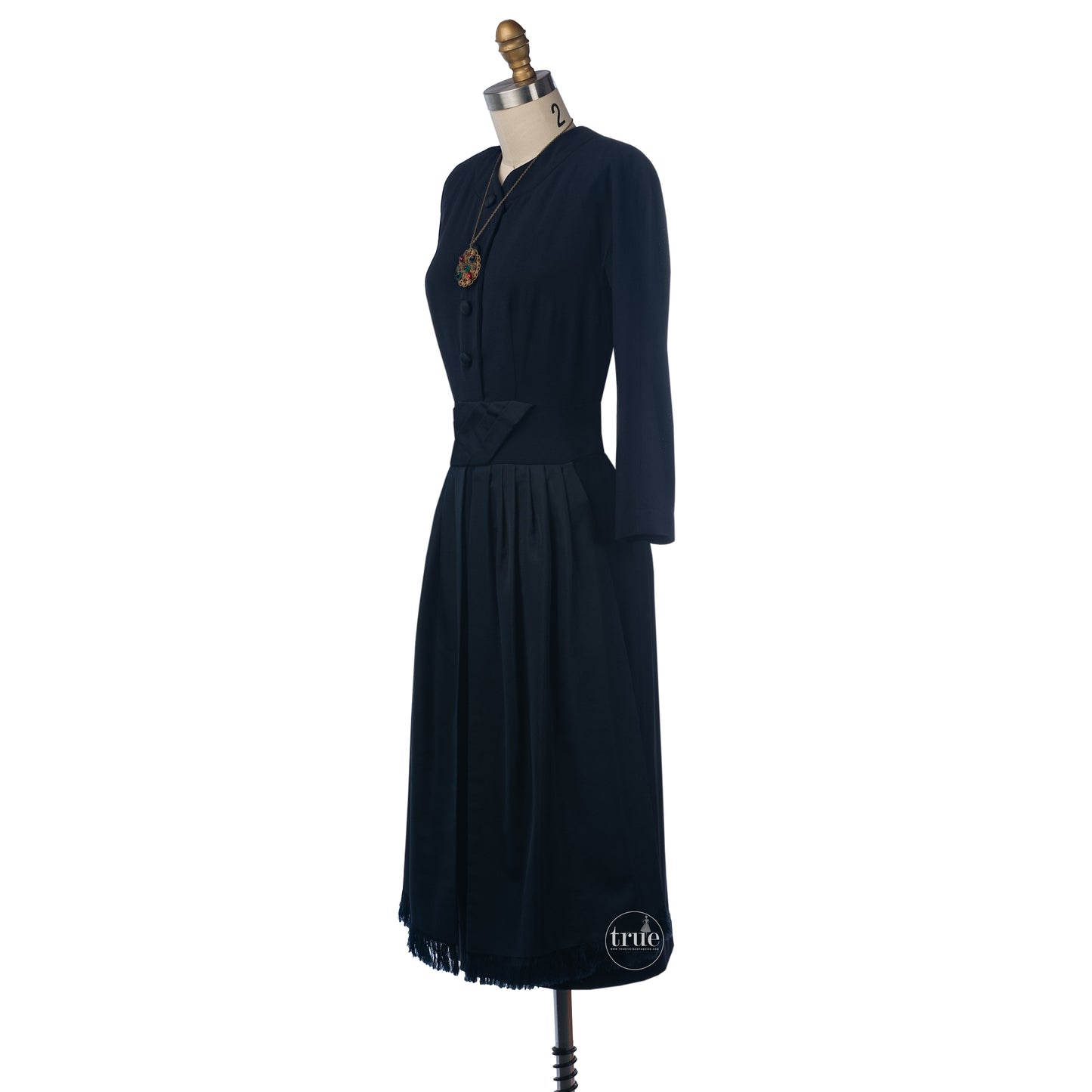 1950's SUBURBAN navy crepe dress