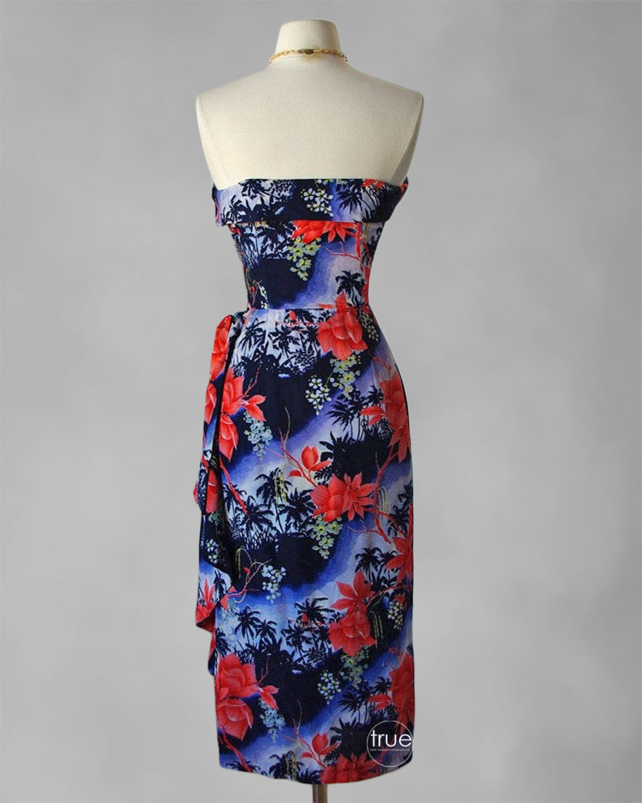 vintage 1950's dress ...classic Surfriders Sportswear hawaiian rayon sarong dress
