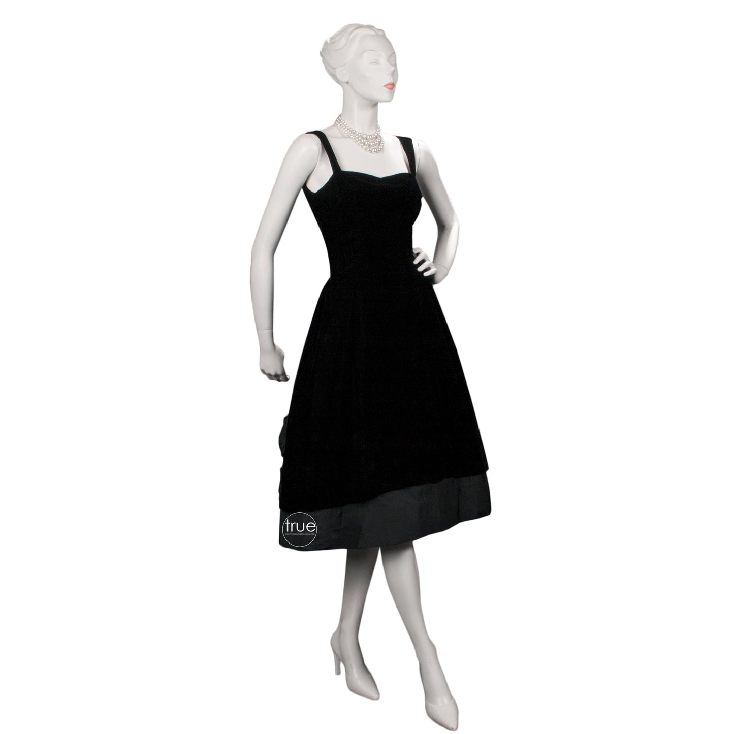 vintage 1950's dress ...classic Suzy Perette black velvet and matte cocktail party dress