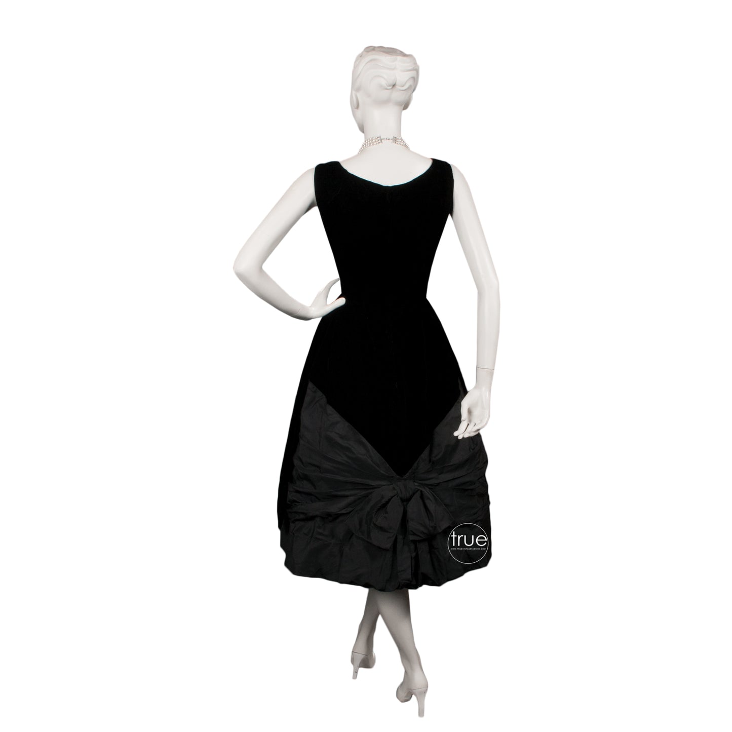 vintage 1950's dress ...classic Suzy Perette black velvet and matte cocktail party dress
