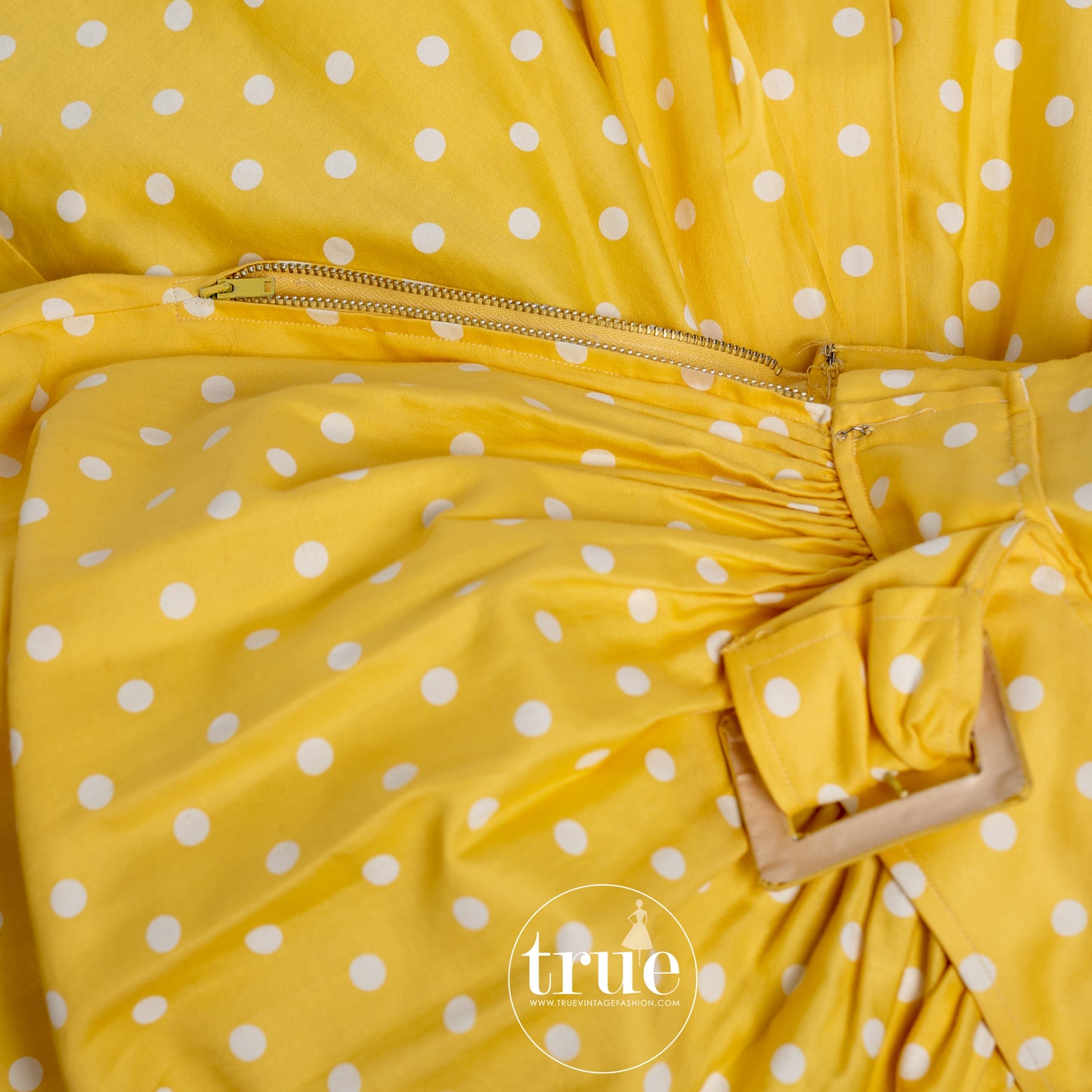 1950's Suzy Perette yellow polka dot dress