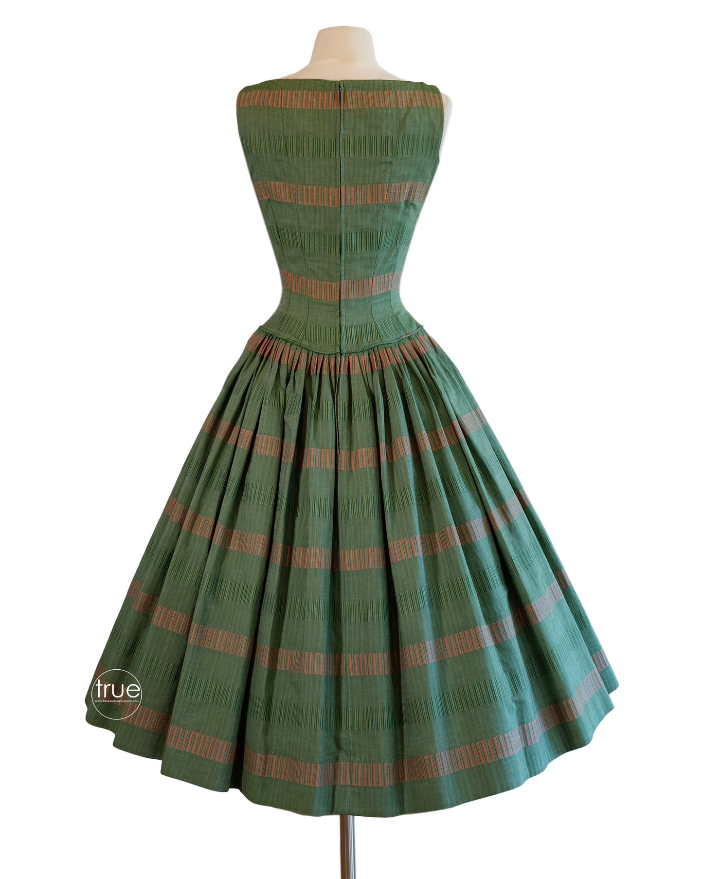 vintage 1950's dress ...gorgeous Suzy Perette New York green striped brocade