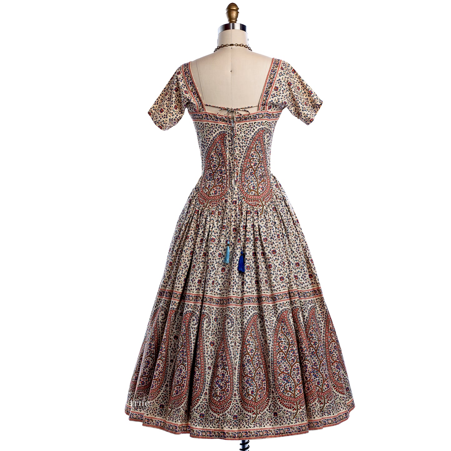vintage 1950's dress ...rare Tina Leser Original cotton ethnic paisley cutout full skirt dress