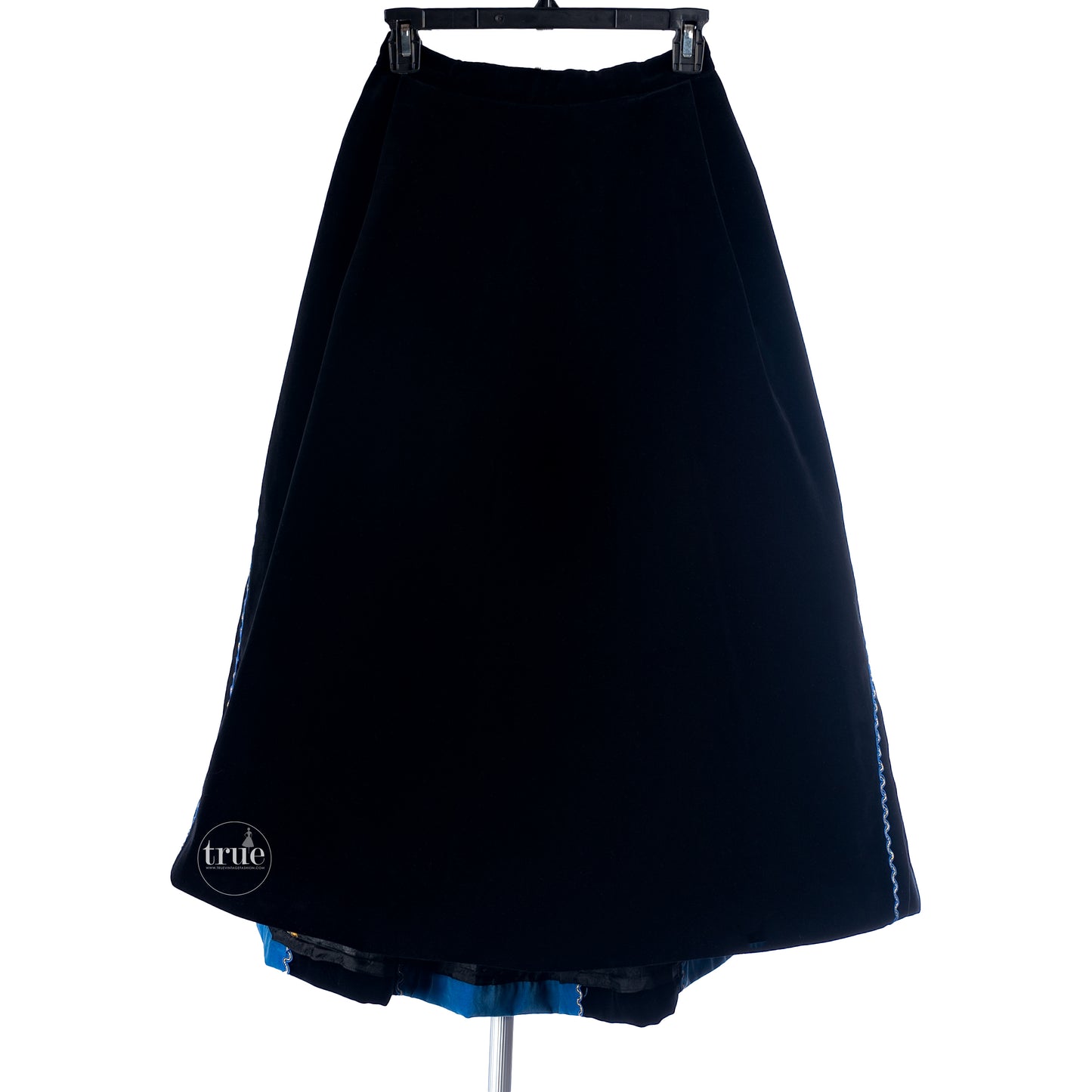 1940's Tina Leser embroidered velvet paneled skirt