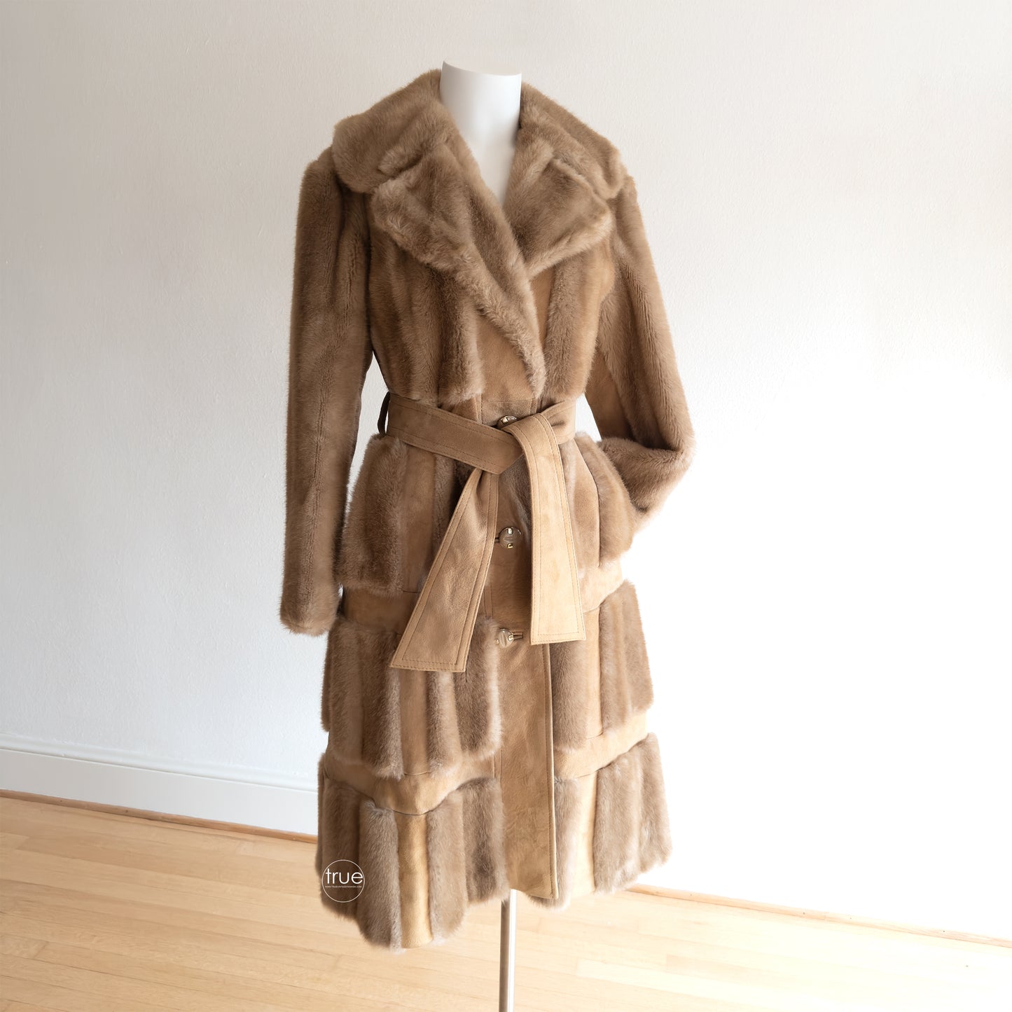 vintage 1960's coat ...superfly TOCCI french faux fur & suede windowpane coat