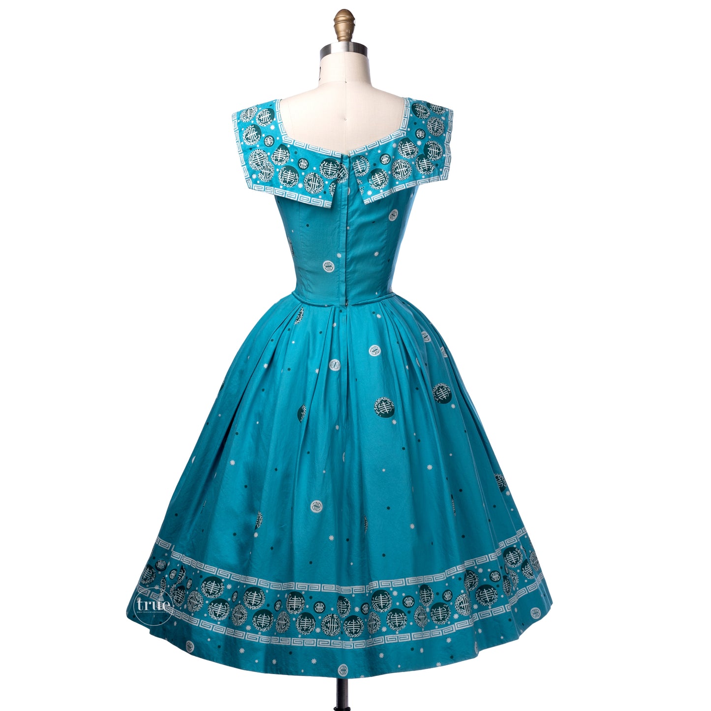 vintage 1950's dress ...fab polished cotton hawaiian print full skirt summer sun dress