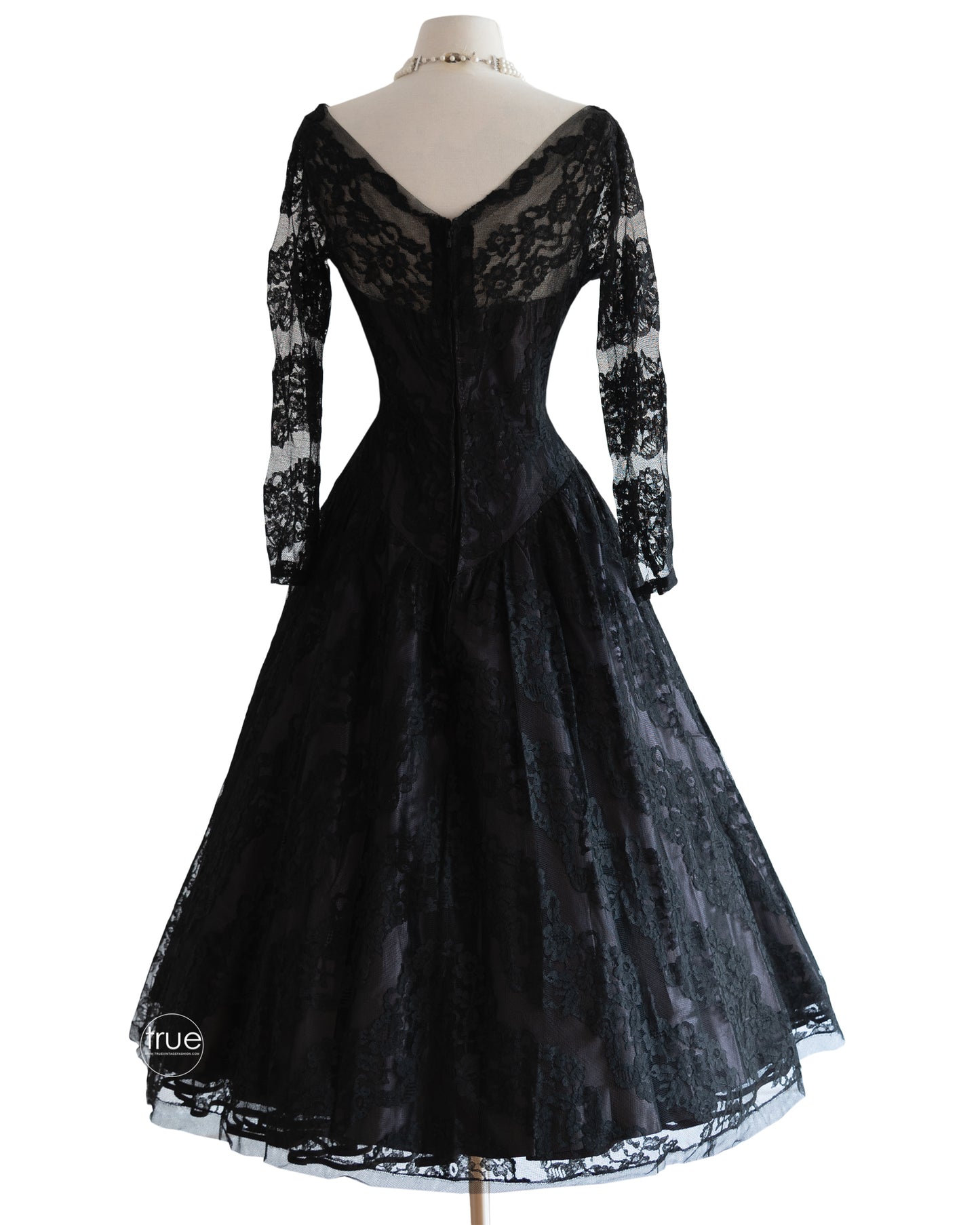 vintage 1950's dress ...decadent C. WORTH black lace dress