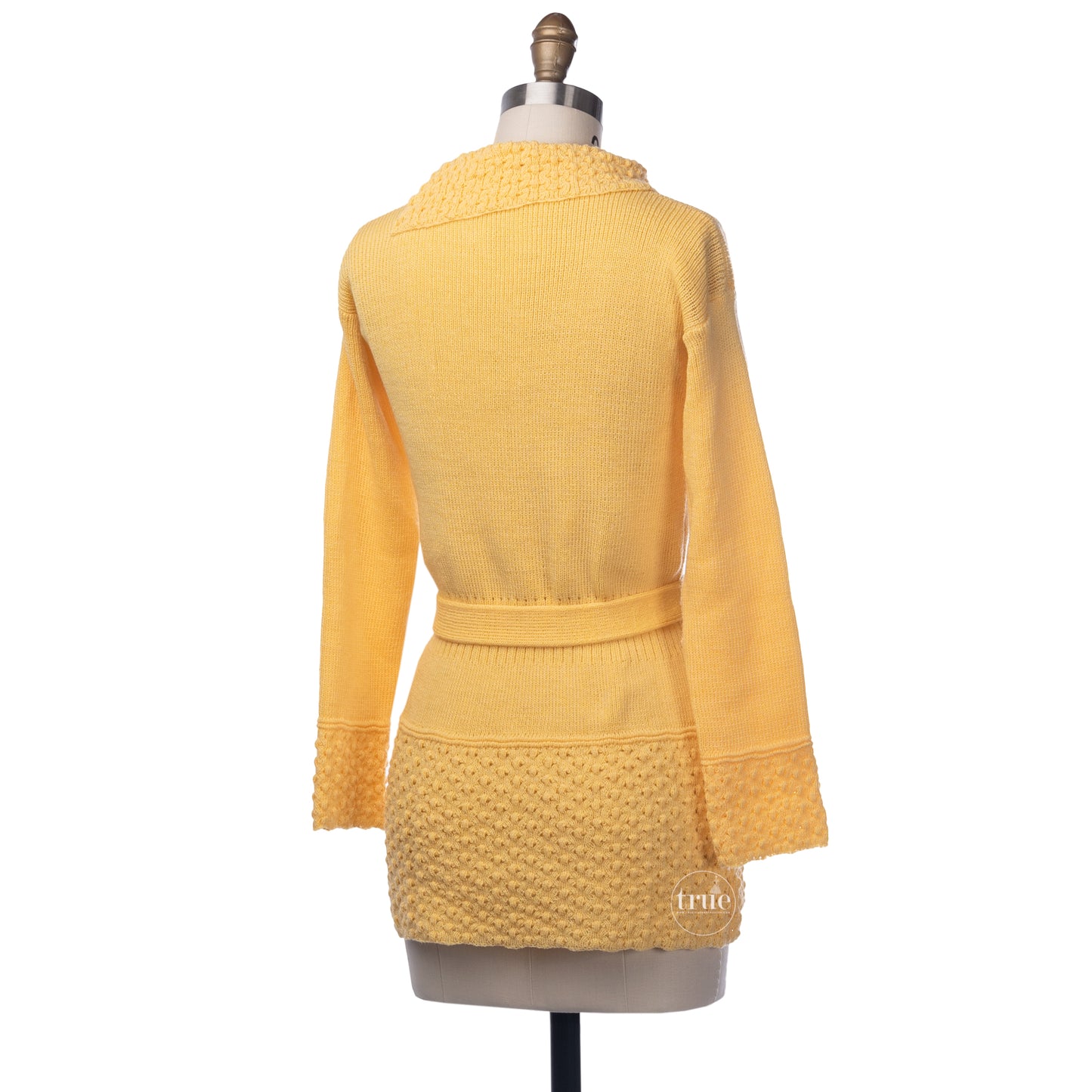 vintage 1930's sweater ...fabulous dandelion yellow hand knit asymmetrical fold down collar