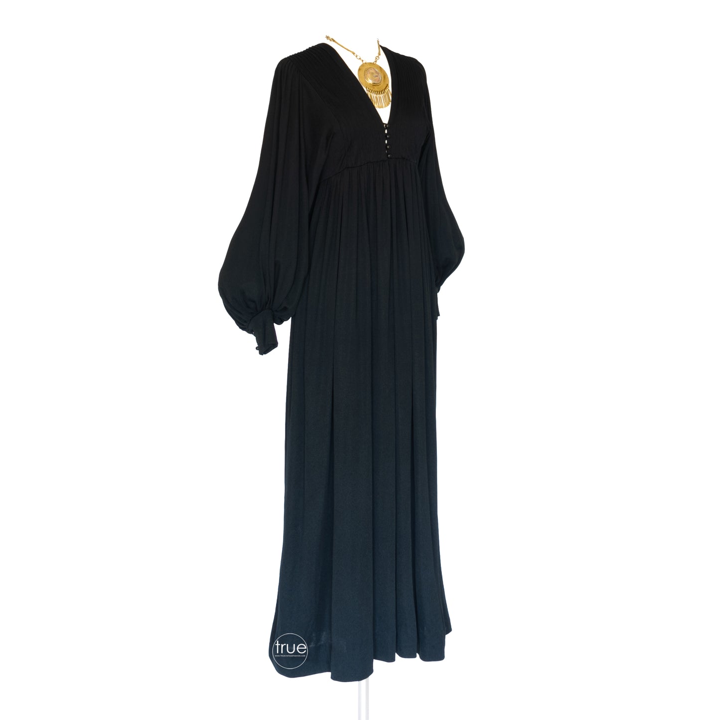vintage 1960's dress ...ossie inspired YOUTH GUILD slinky black balloon sleeve maxi dress