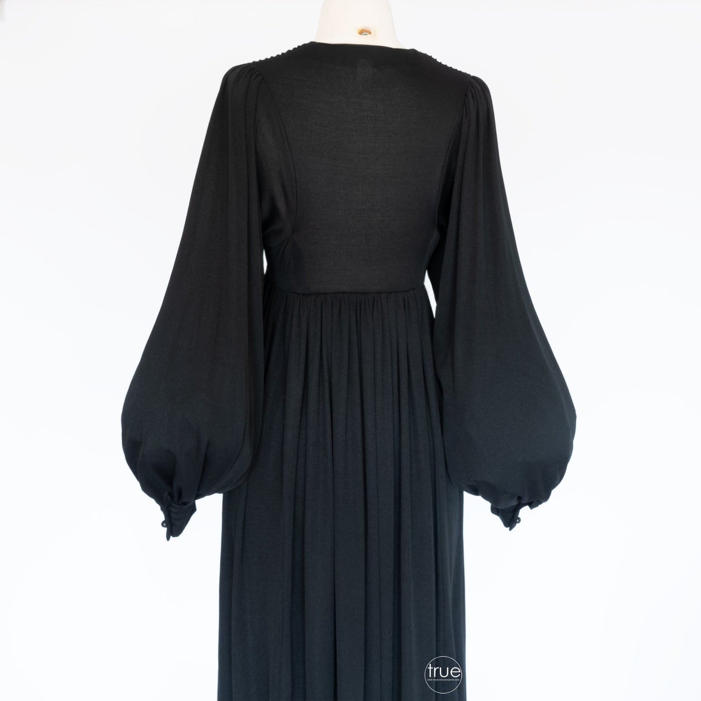 vintage 1960's dress ...ossie inspired YOUTH GUILD slinky black balloon sleeve maxi dress