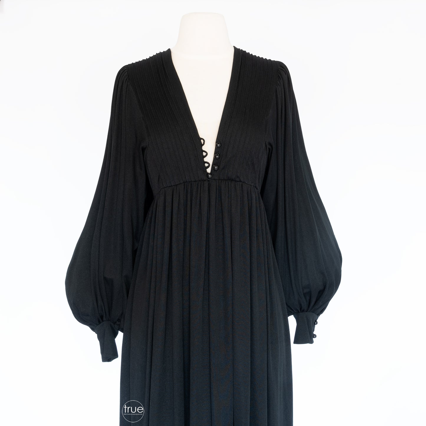 vintage 1960's dress ...ossie inspired YOUTH GUILD slinky black balloon sleeve maxi dress